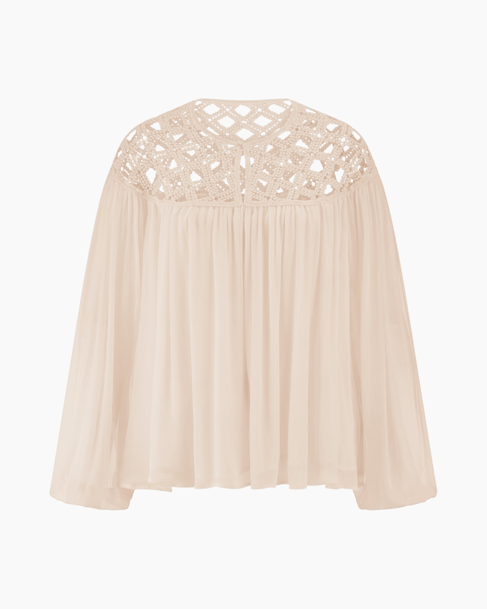 blouse, kant, krochet, parel, beige