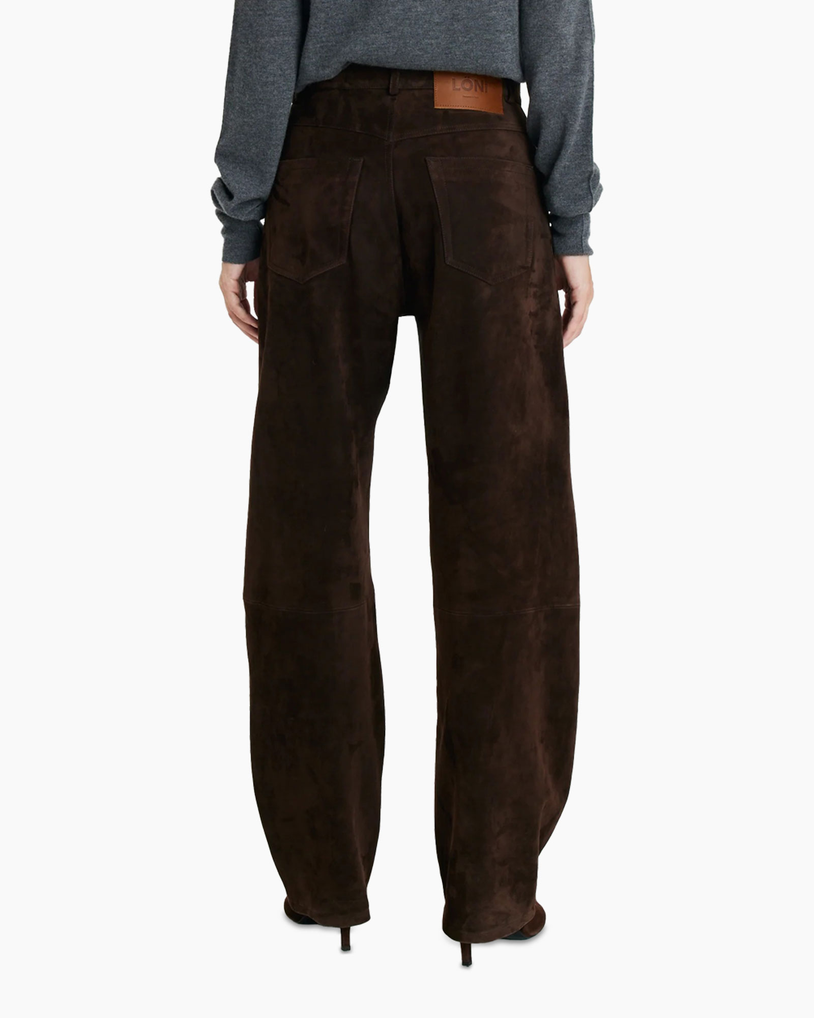 broek, bruin, corduroy, wijdeling, hoog taille