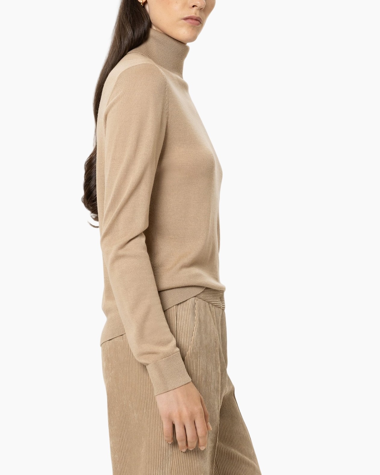 rolkraag, beige, breipatroon, corduroy, broeken