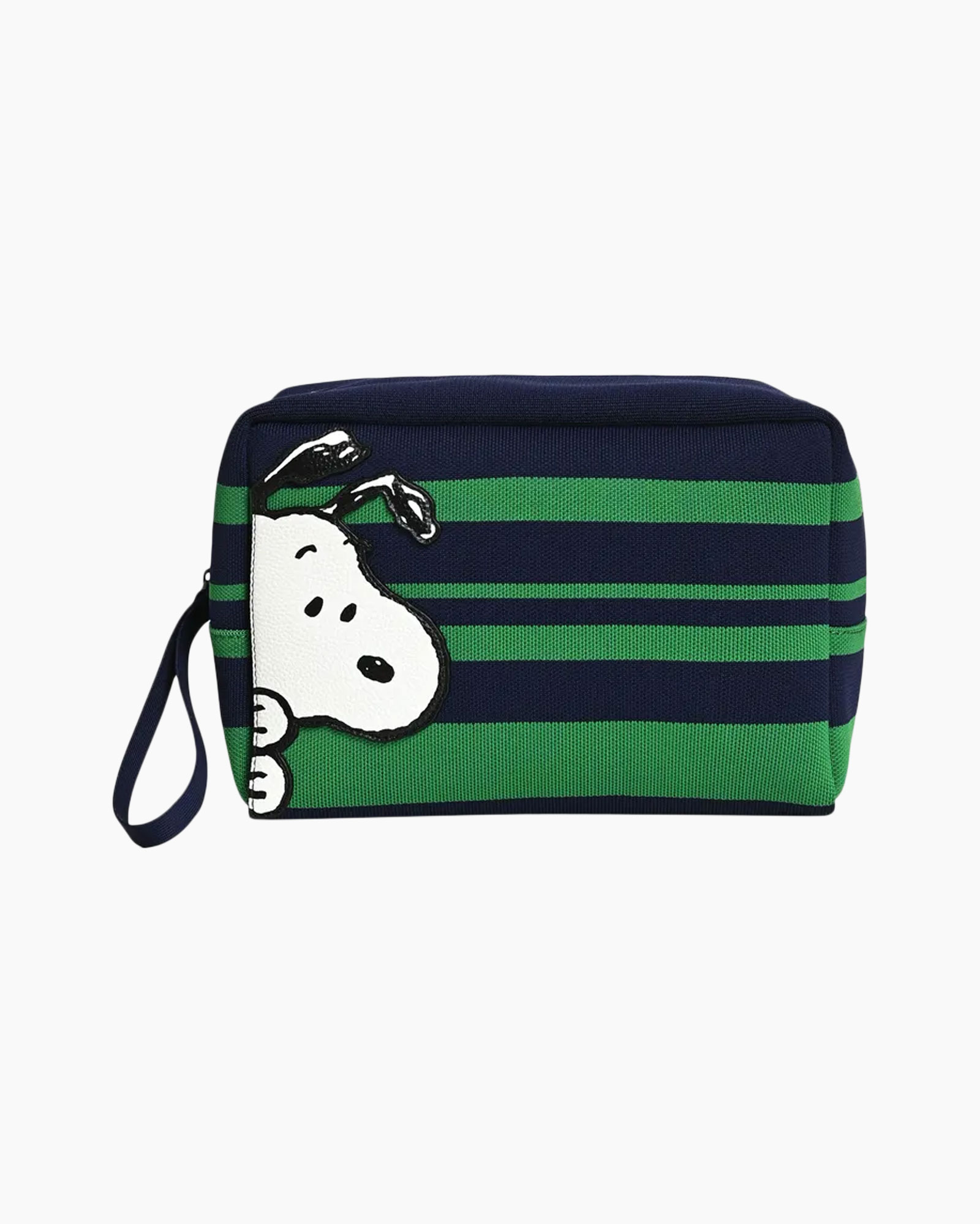 pencil case, zippered pouch, Snoopy, striped pattern, cotton canvas