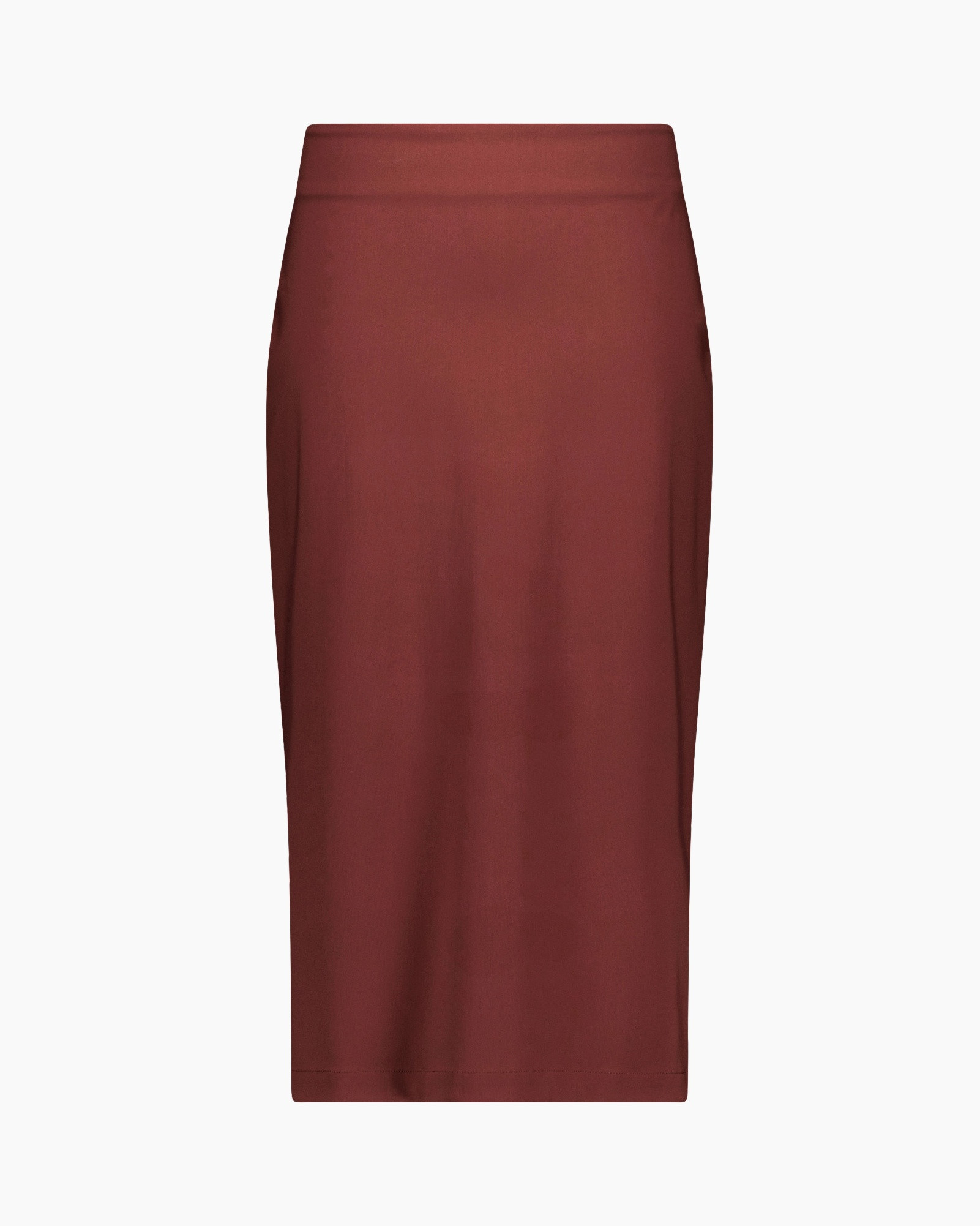 rok, midi, eengekleurig, bruin, hoog taille