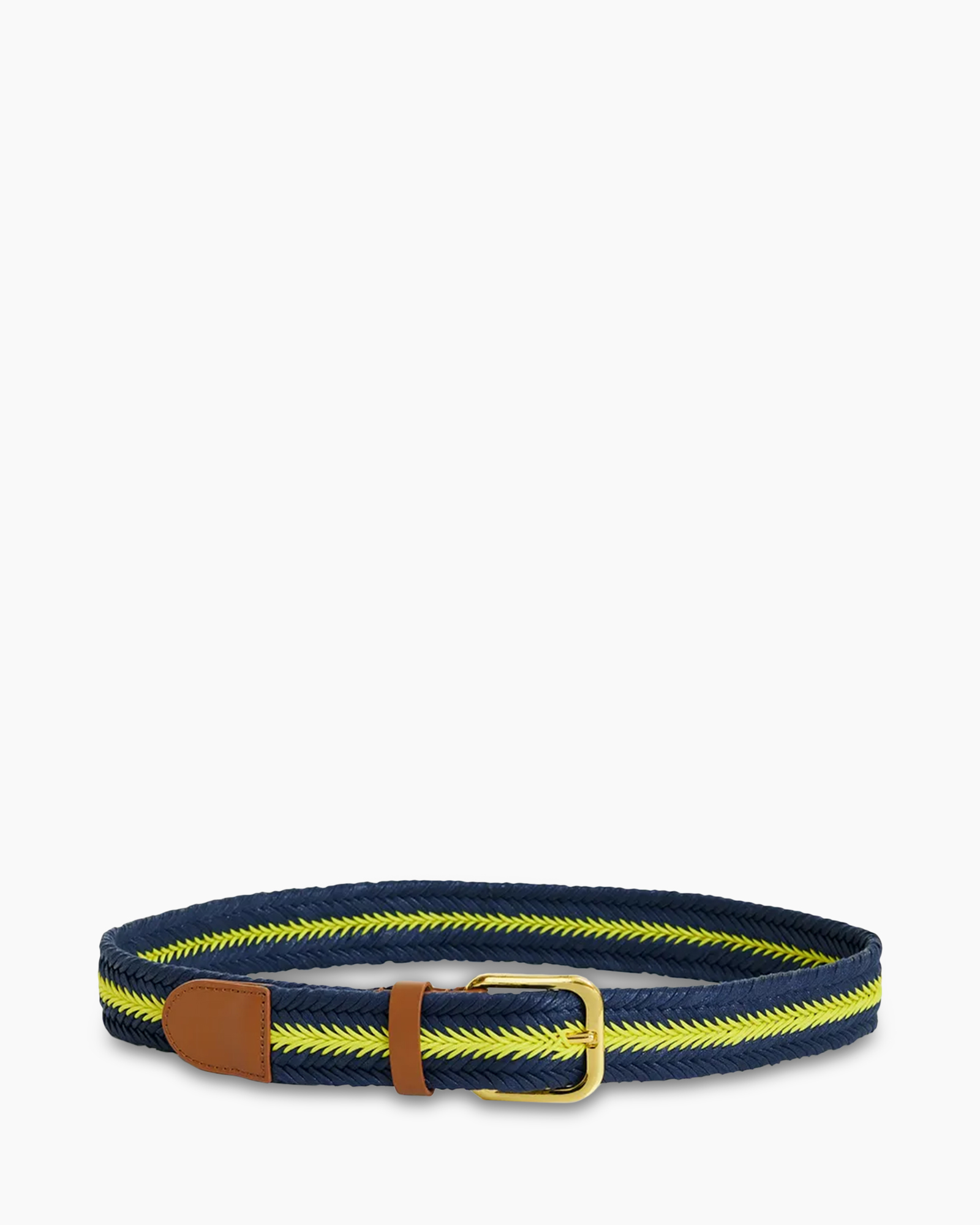 riem, nerf, marineblauw, geel, gesp