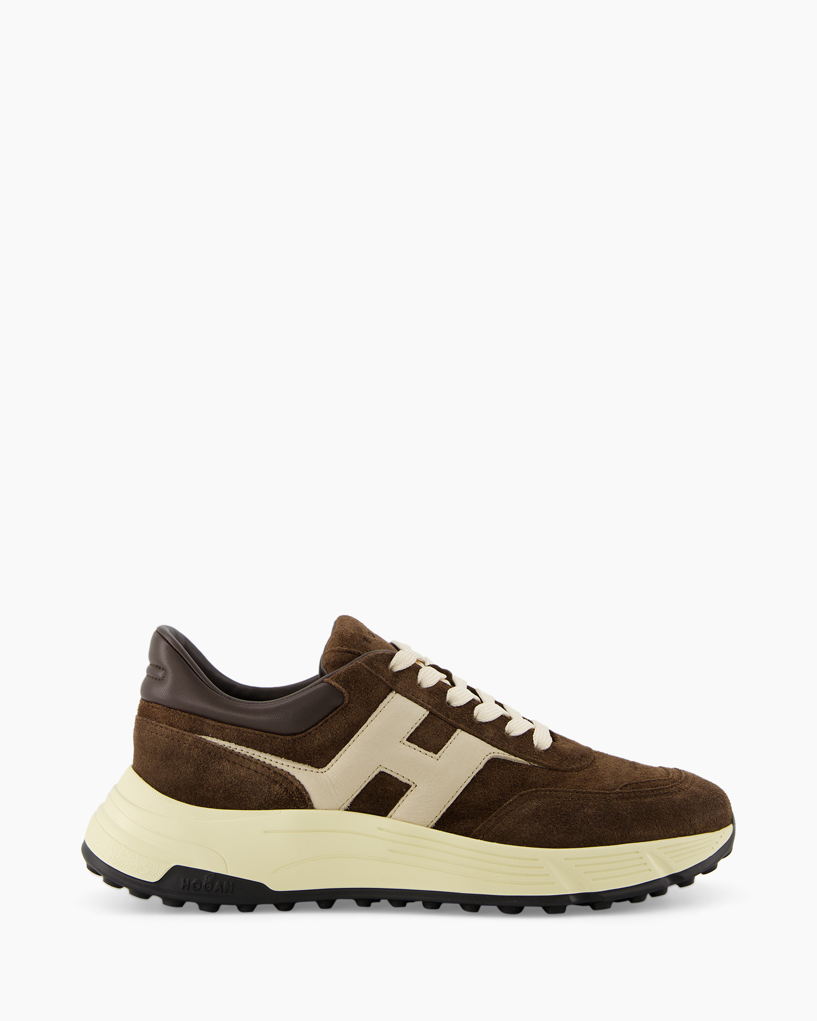 sneaker, bruin, suede, sneaker-model, dikke-zool