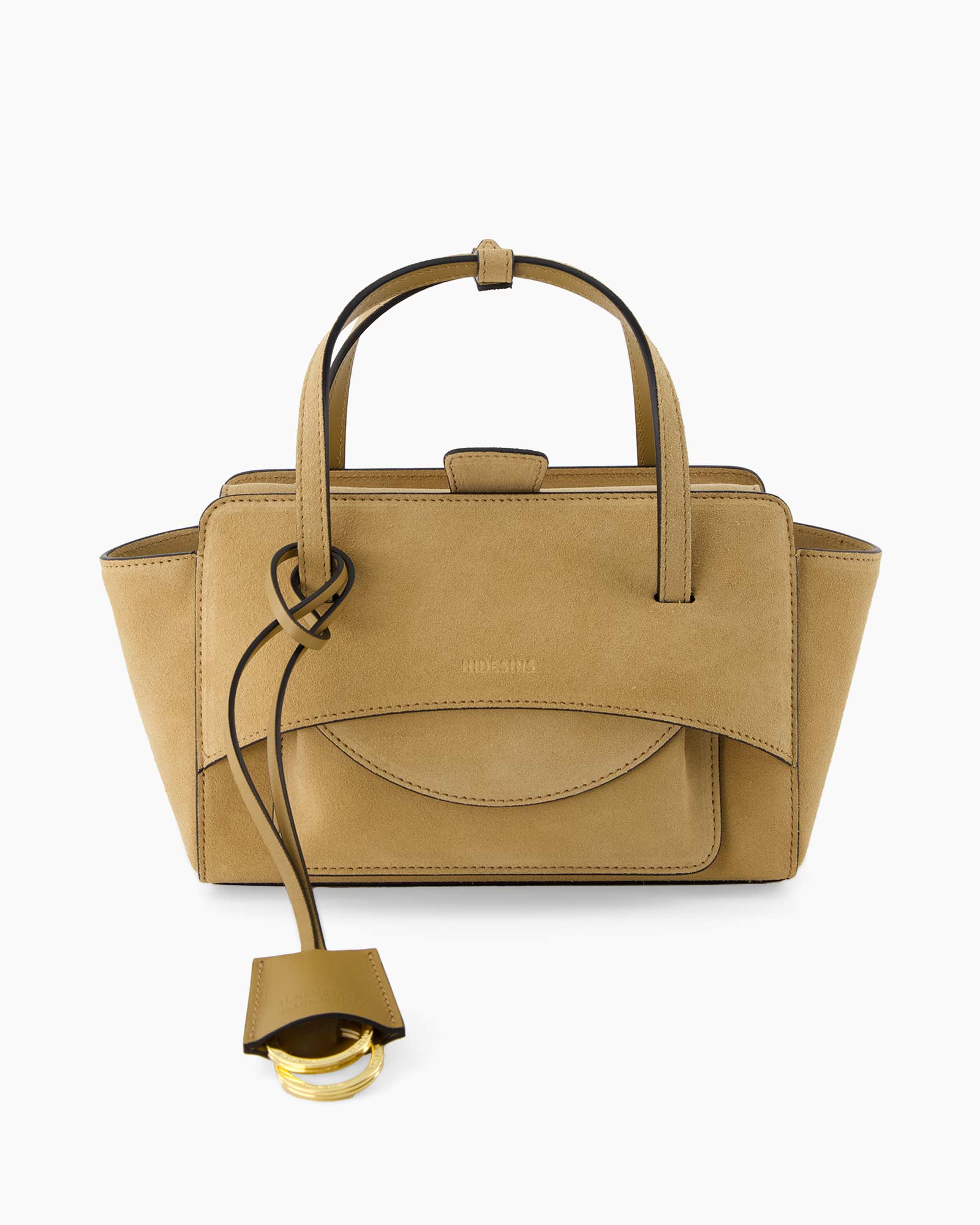 tan bag, handtas, schoudertas, suède, zak, riempje, vouwklep, gouden hardware, tote-stijl