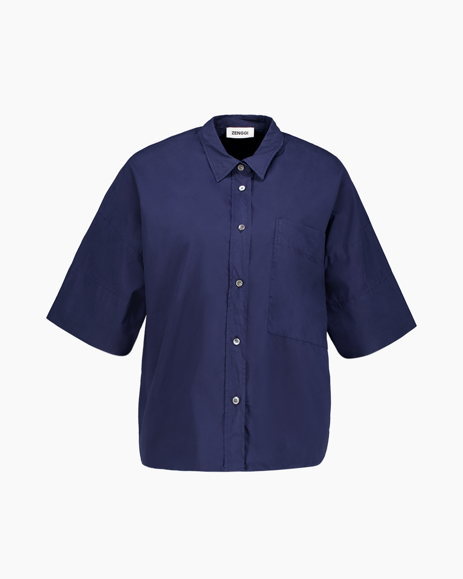hemd, knopsluiting, korte mouw, zak, navy