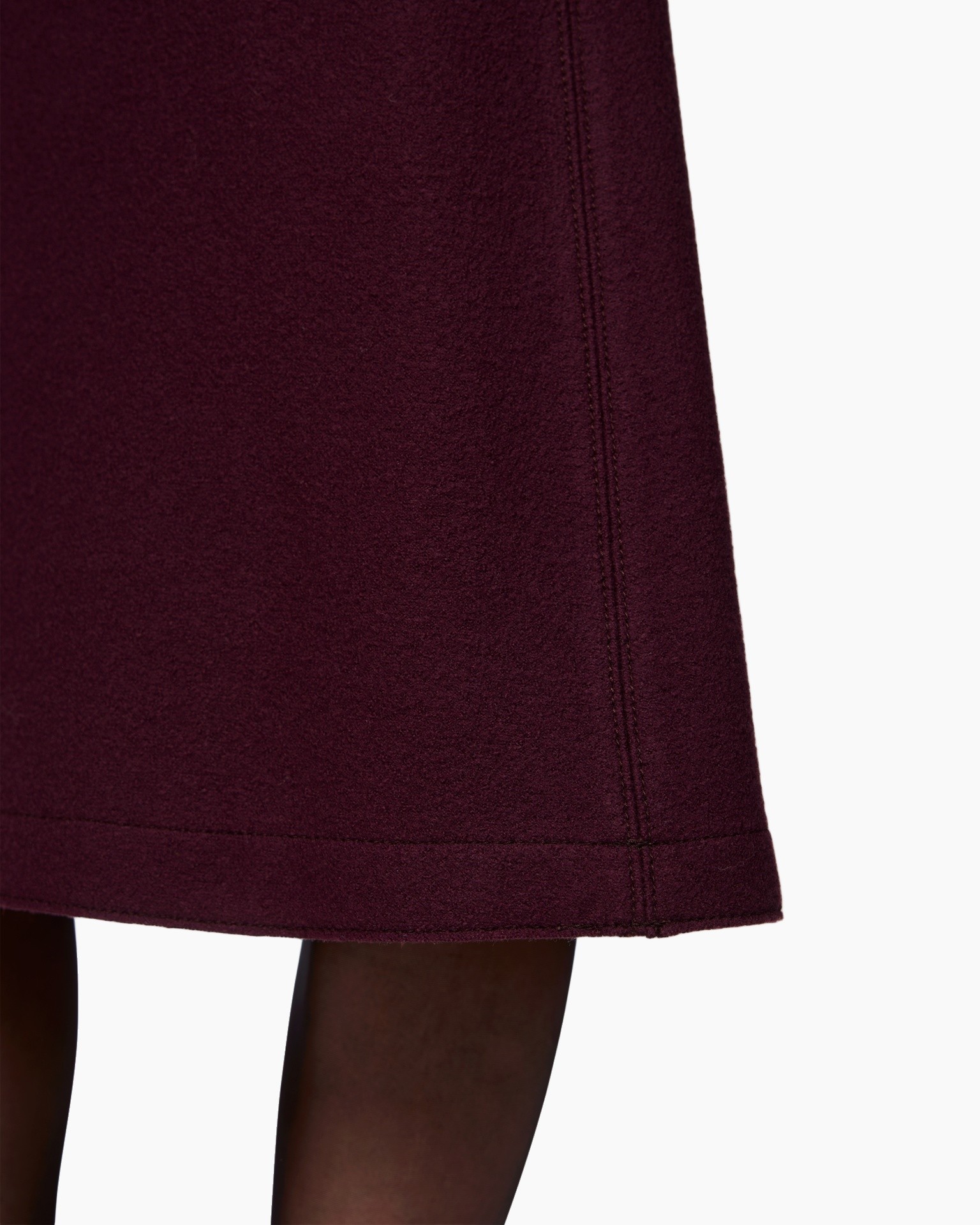 rok, bordeaux, knee-length, textuur, stikwerk
