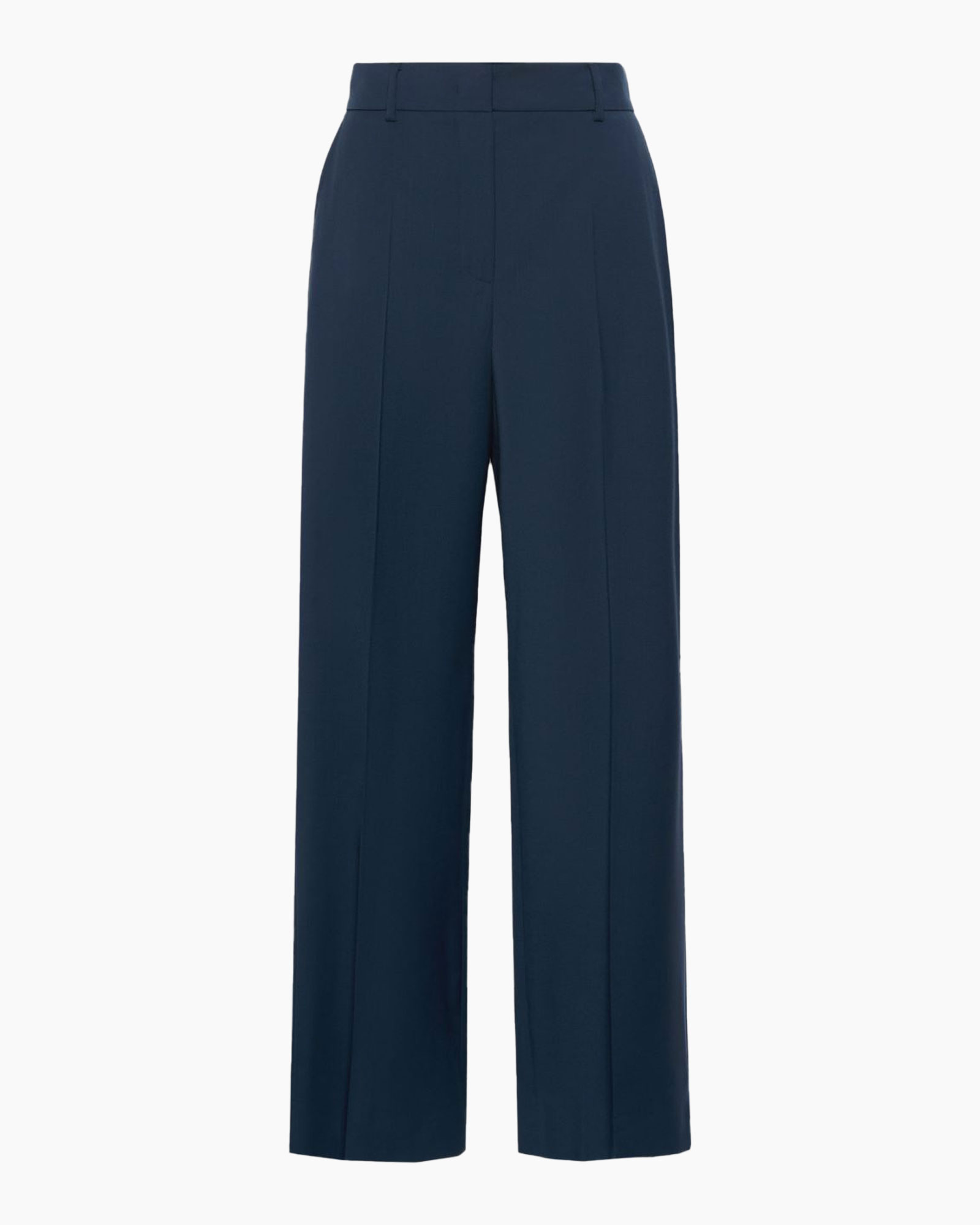 broeken, lange broek, wijd uitlopend, slacks, marineblauw