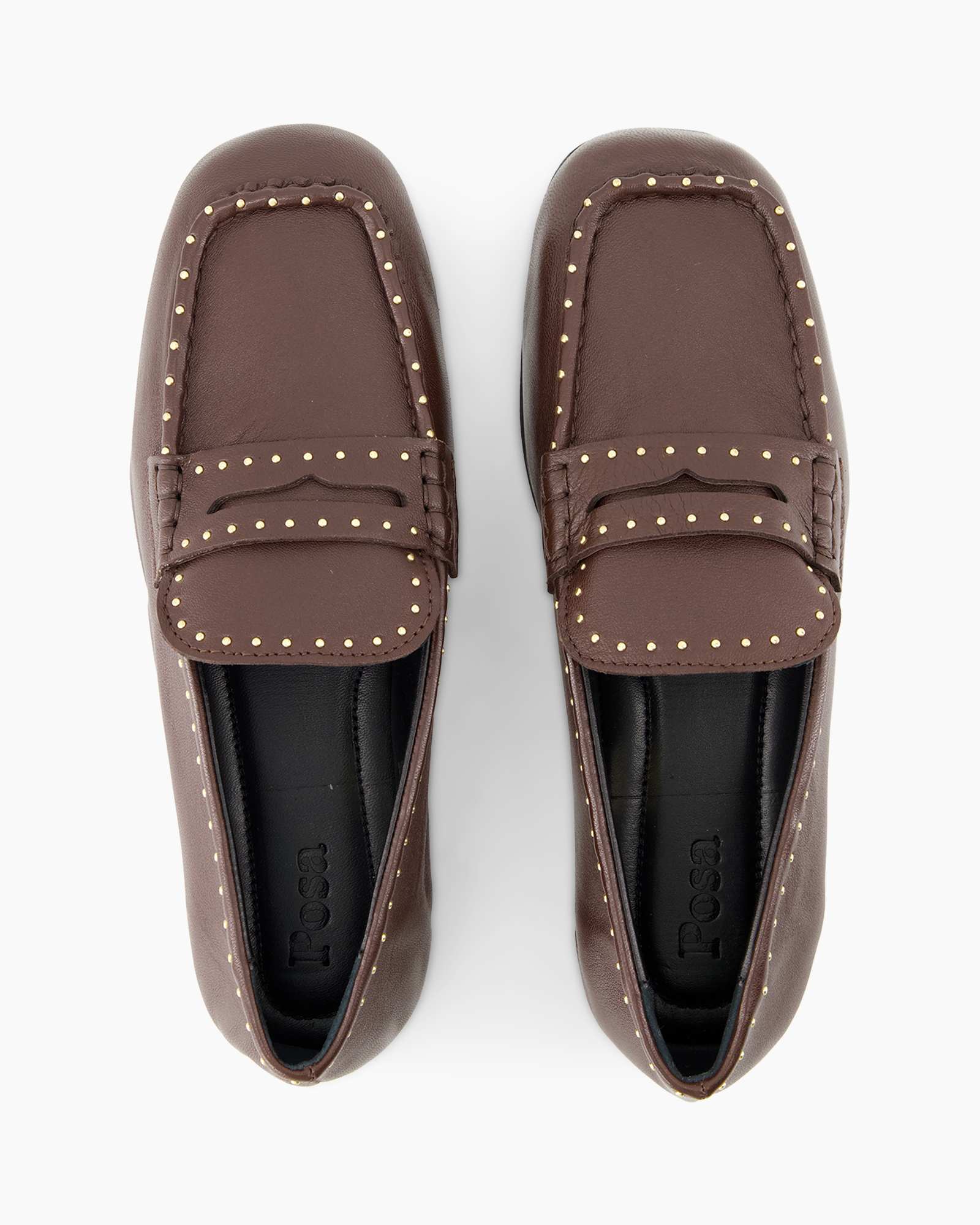 loafers, moccasins, bruin, gestampt, slip-on