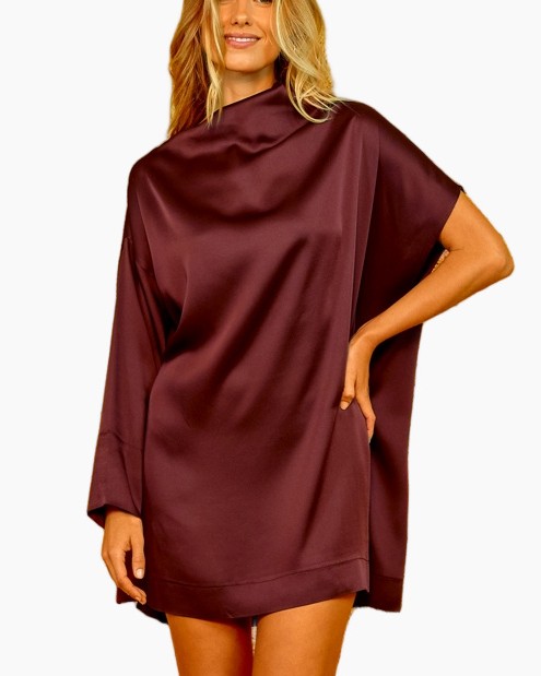 satiin, kimono, satijnen, burgundy, poncho