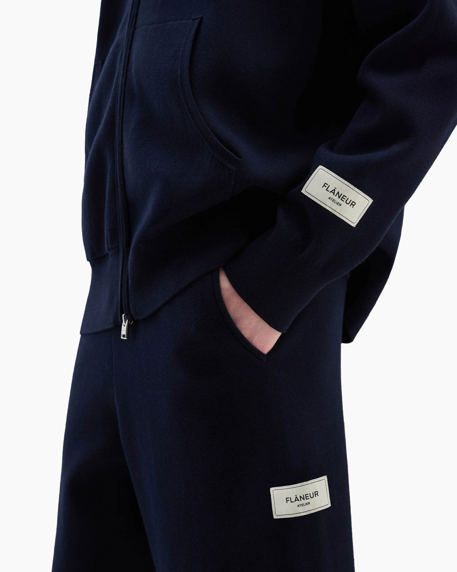 hoodie, rits, marineblauw, zak, lange mouw