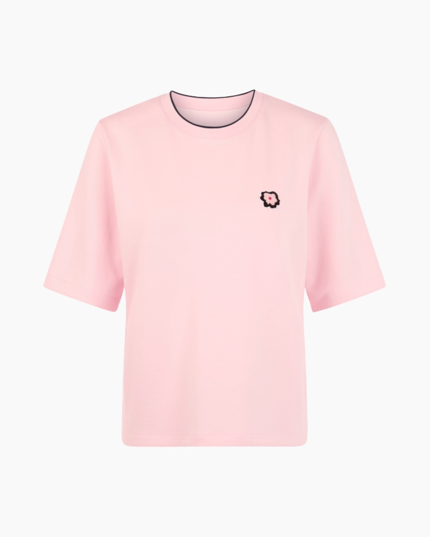 t-shirt, roze, korte mouwen, enkele kleur, logo