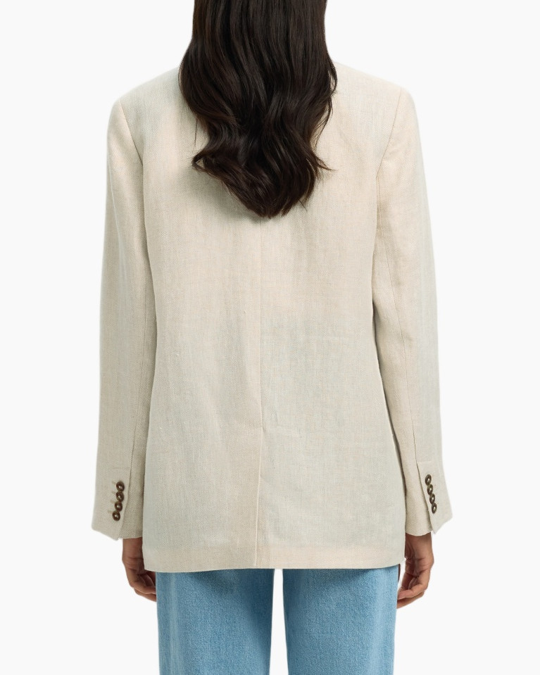 blazer, double-breasted, beige, linen, pockets