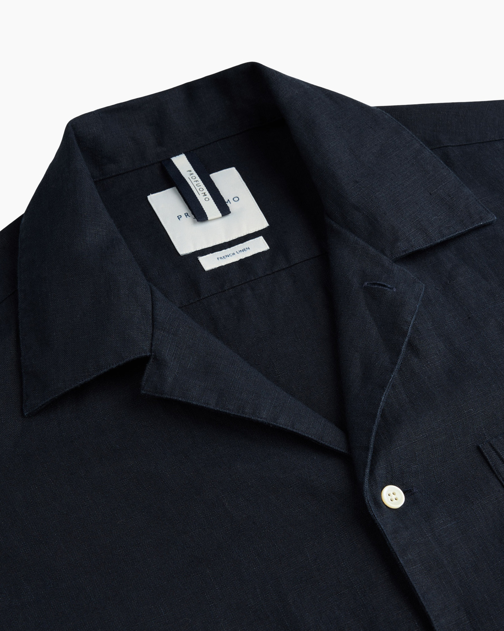 shirt, short-sleeve, linen, navy, pocket