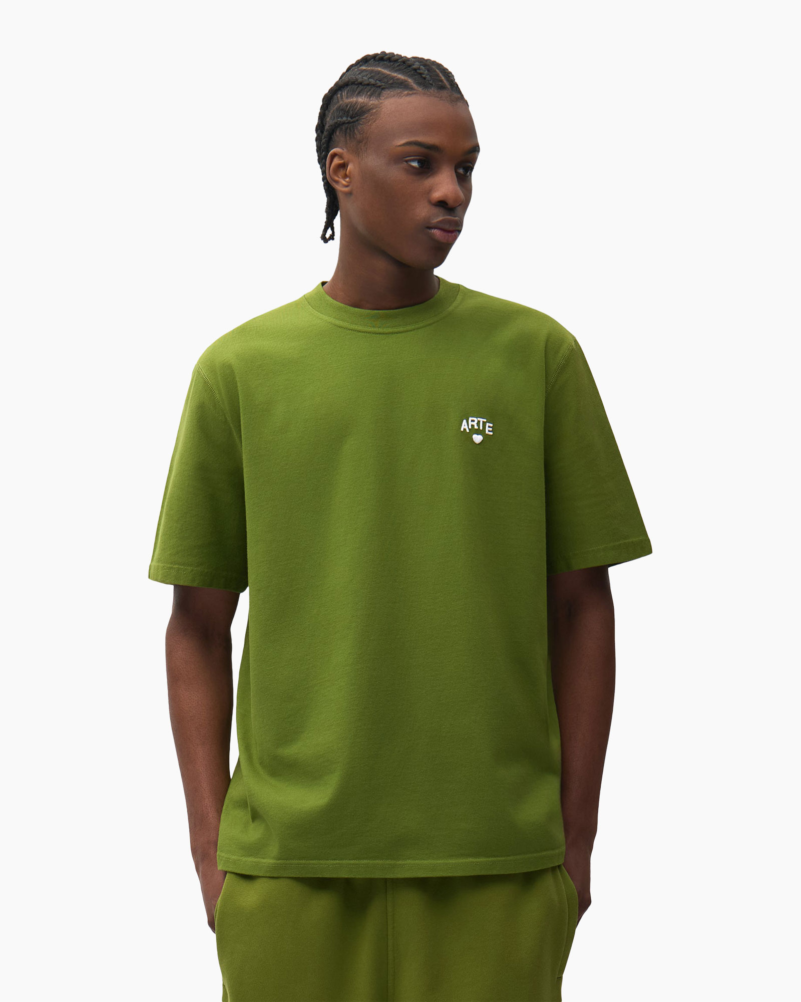 t-shirt, mouwloos, groen, kordkraag, kleine logo
