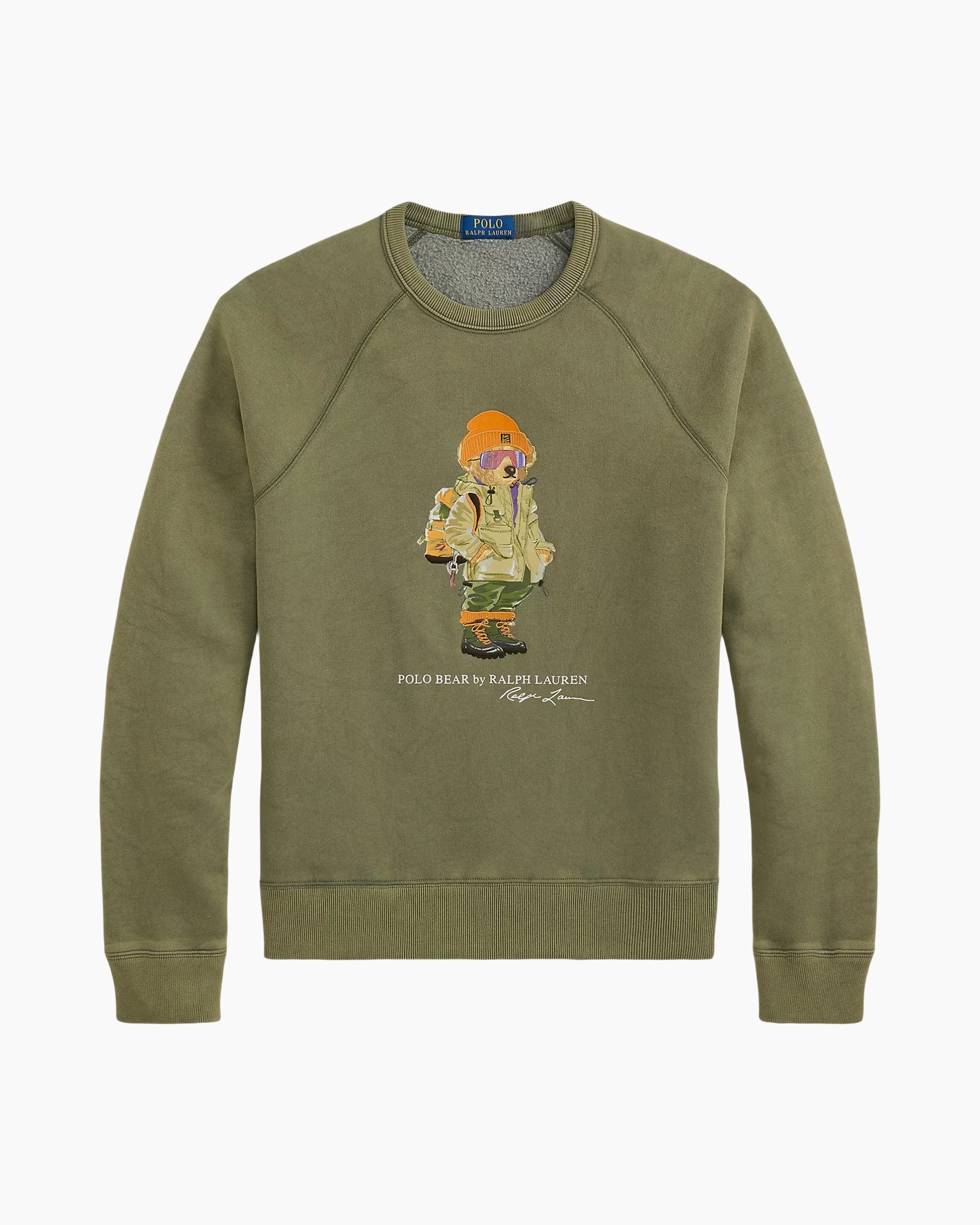 pullover, olijf, grafisch, beer, polo beer