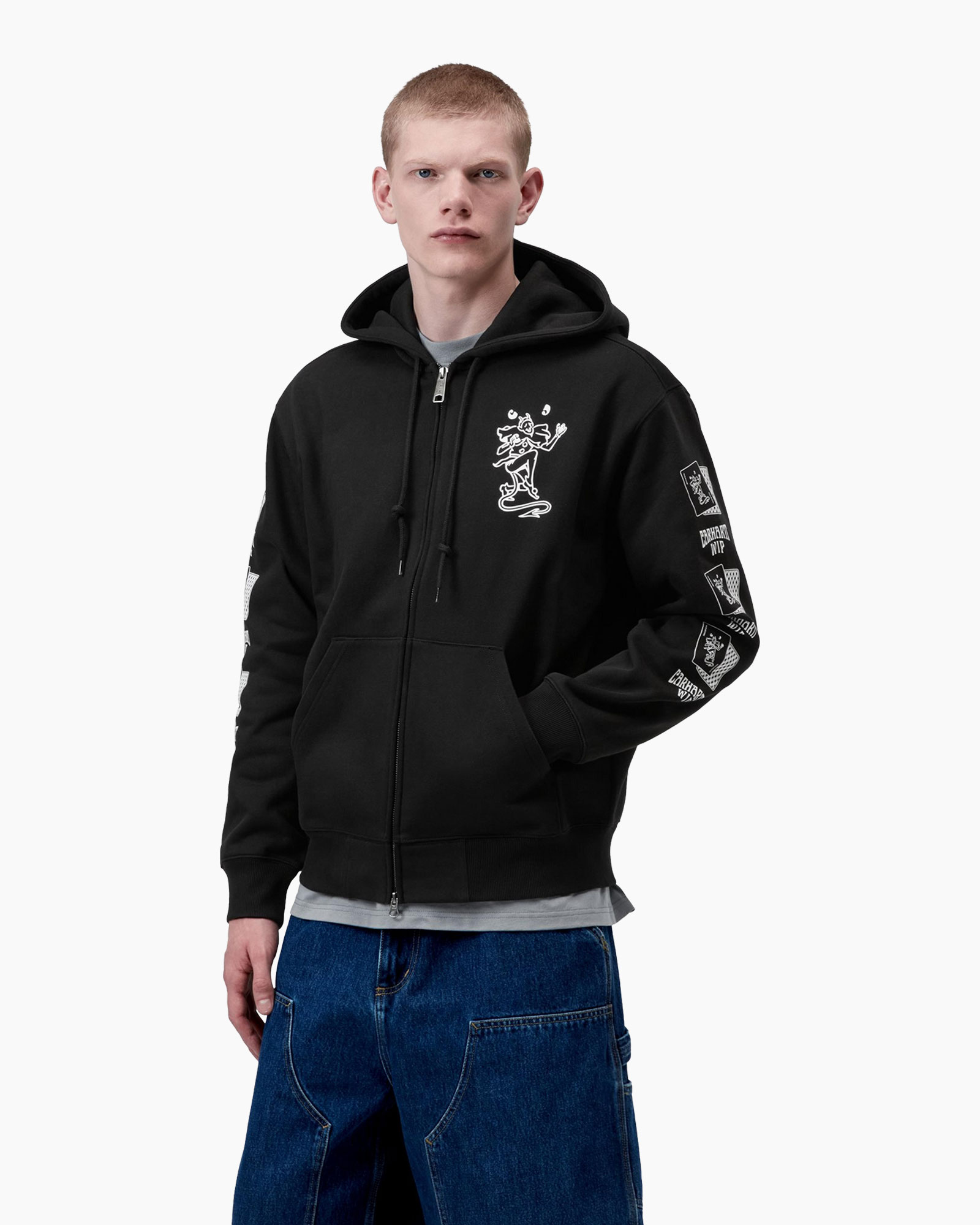 hoodie, hooded sweatshirt, zwarte hoodie, rits hoodie, grafische print