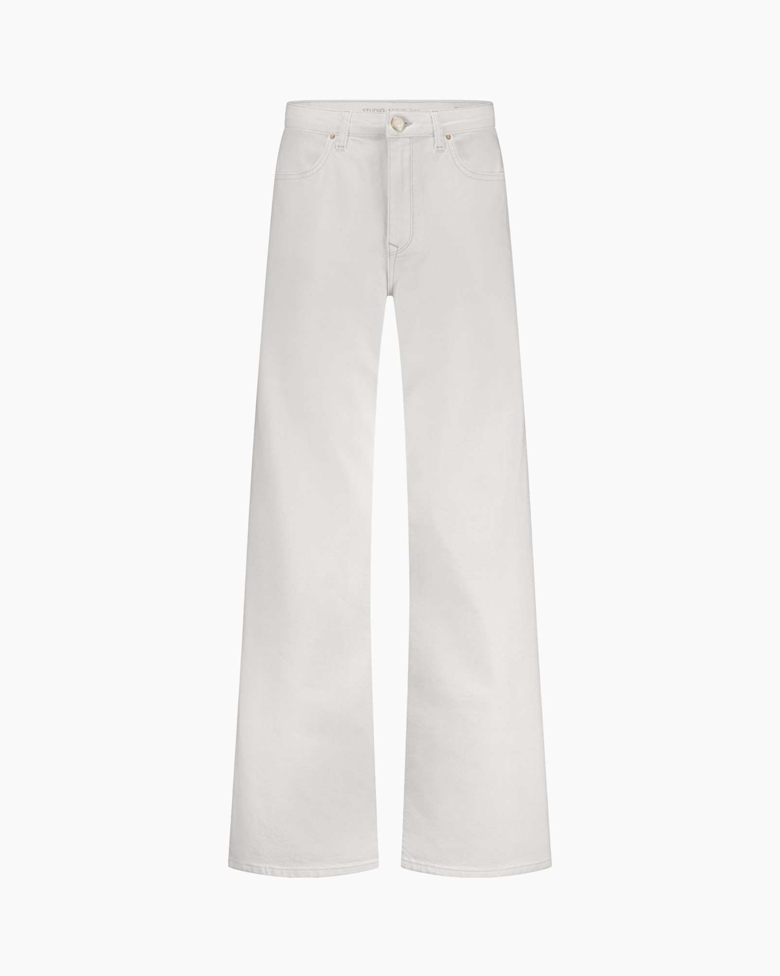 broeken, spijkerbroek, wijdere pasvorm, lichtgrijs, middelhoge taille