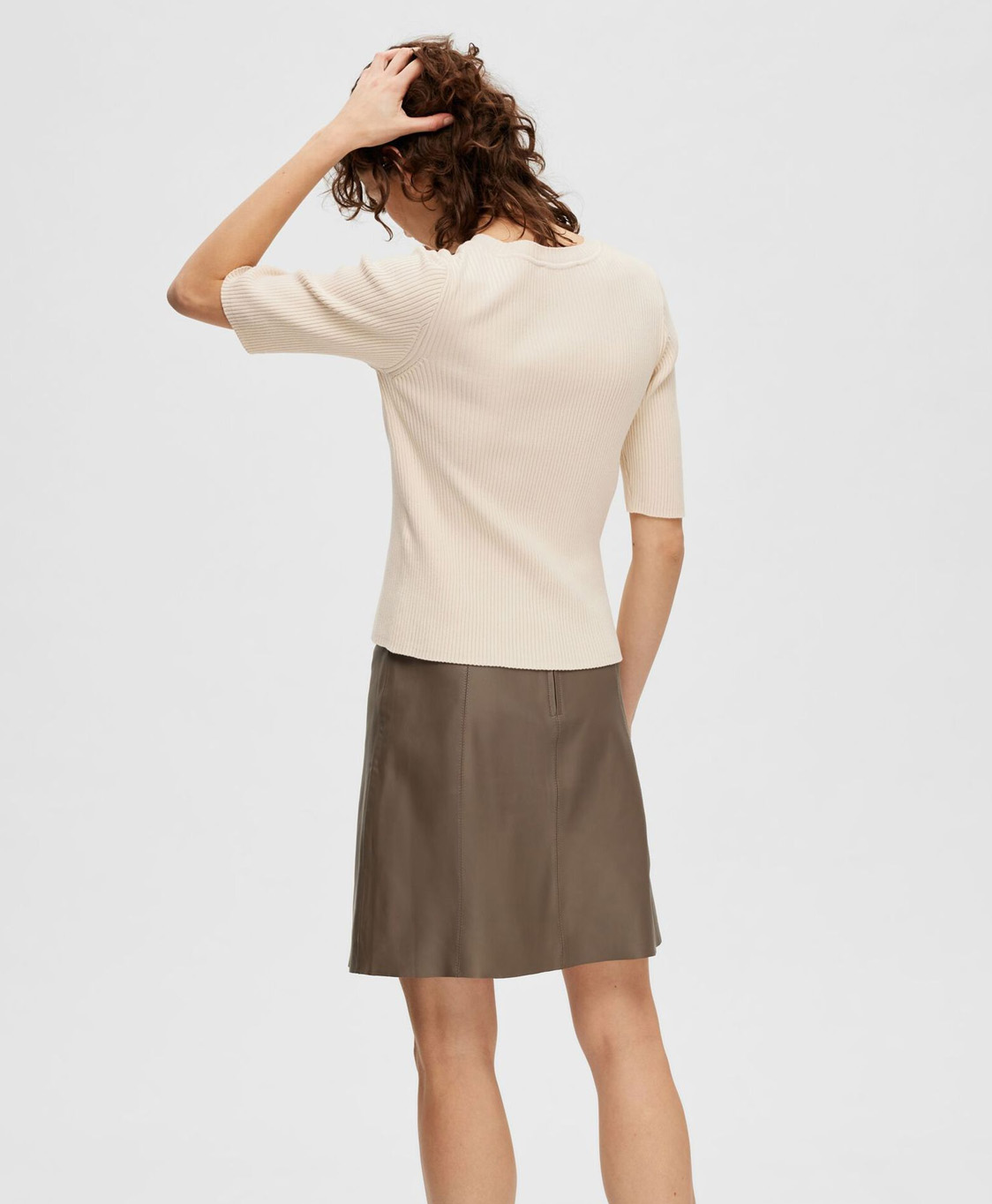 Selected Femme Top Mala 2/4 Knit O-neck B Noos Off White