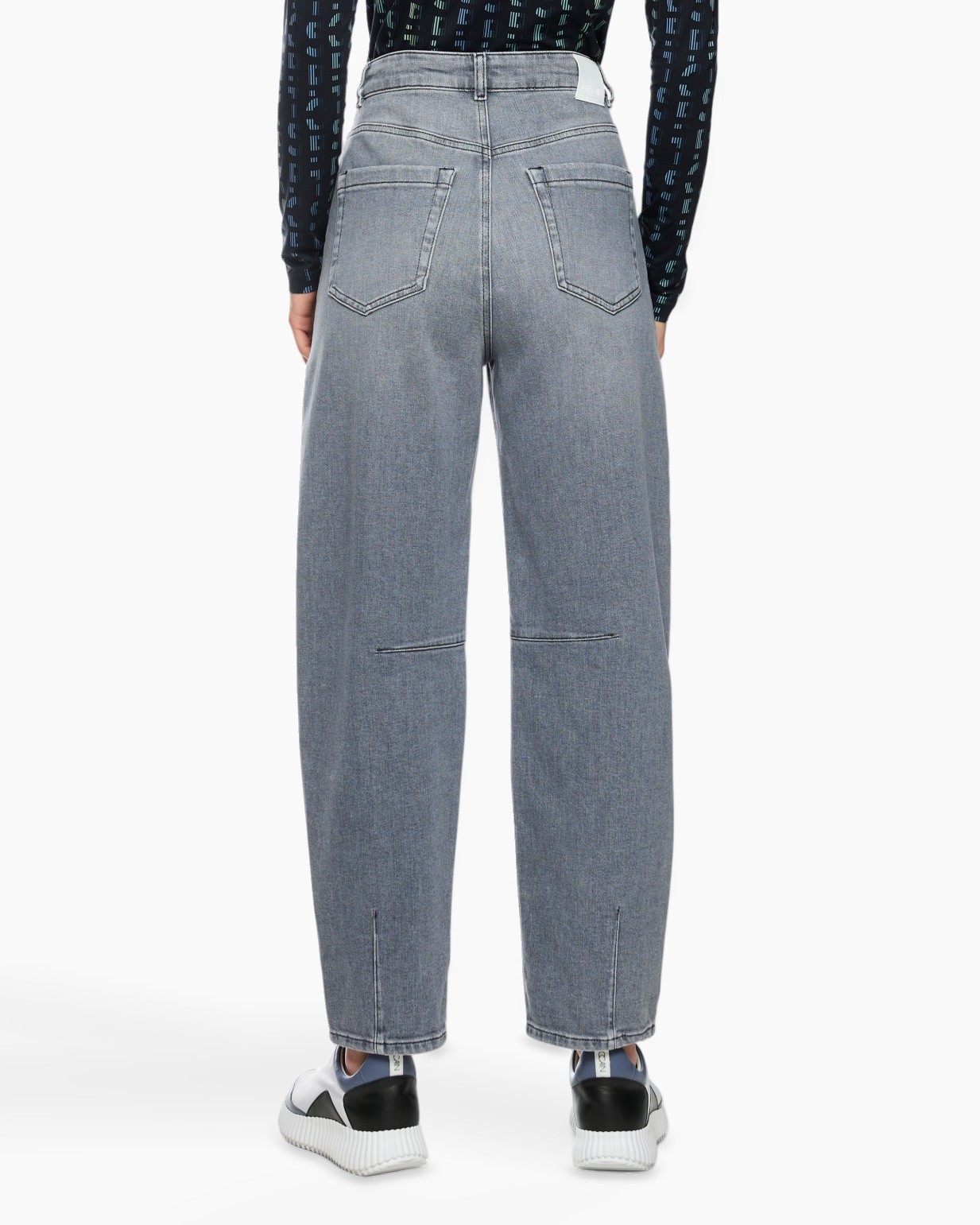 spijkerbroek, denim, achterzakken, hoge taille, recht model