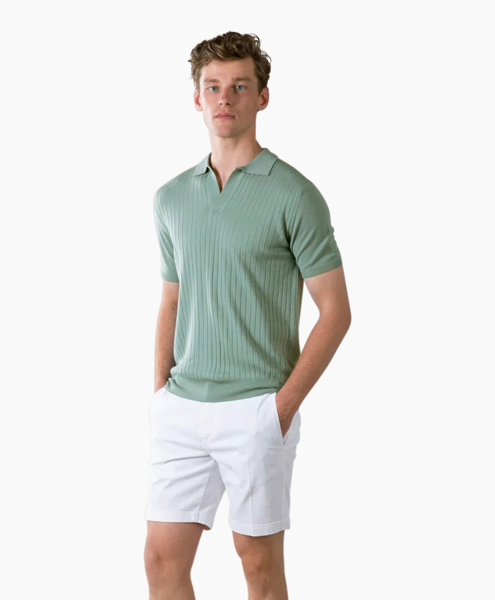 Polo Buttonles Ribsl Groen