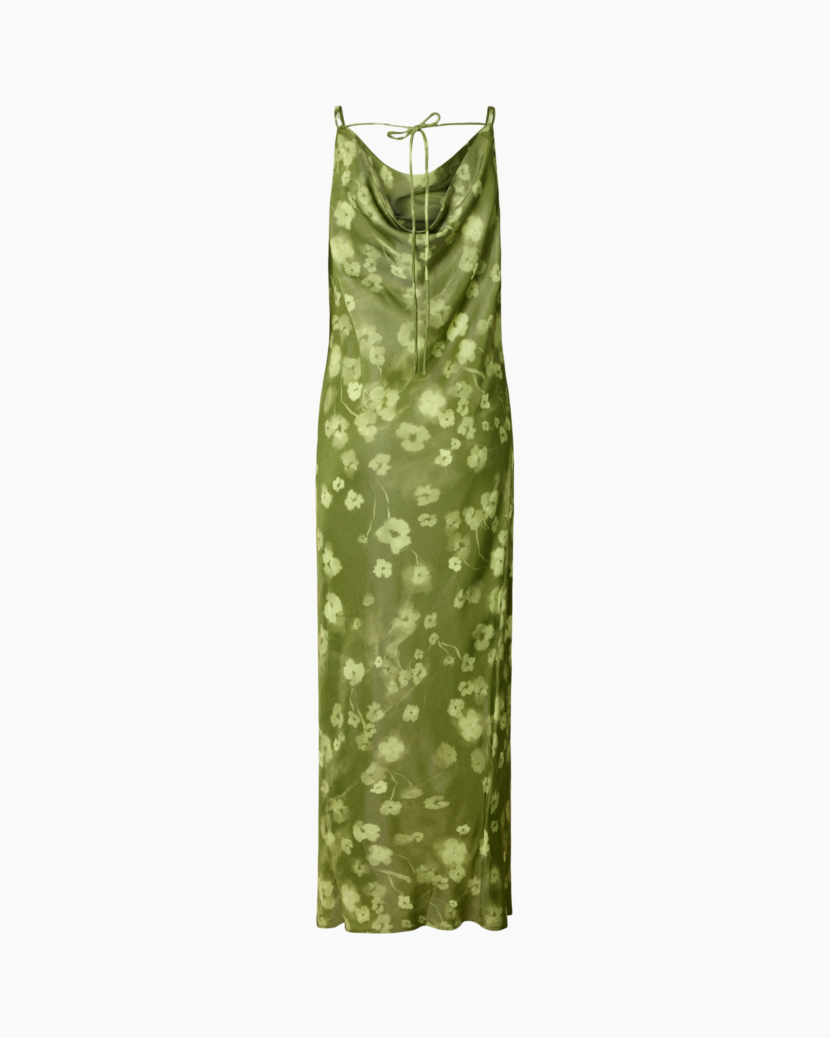 dress, maxi dress, green, tie-dye, floral pattern