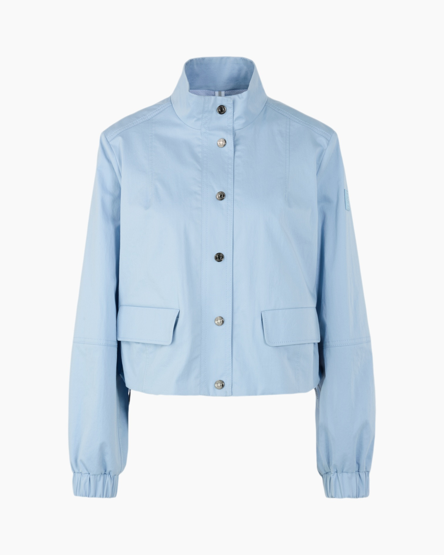 jas, lichtblauw, jas, knop voor, twee zakken