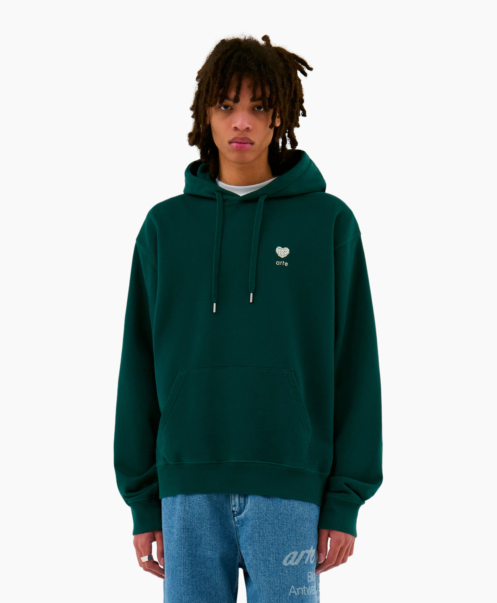 Hoodie Heart Flower Logo Hoodie Donker Groen