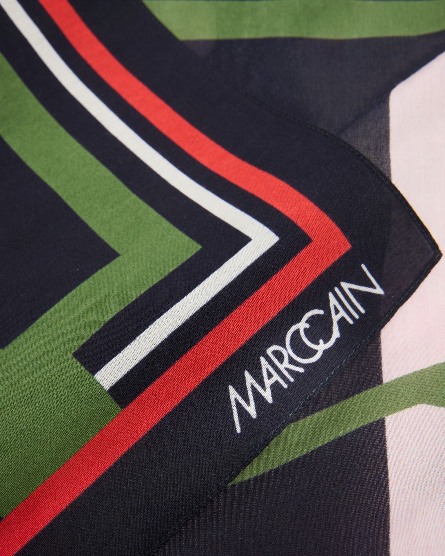 sjaal, geometrisch, kleurblok, Navy/blauw, merknaam zichtbaar