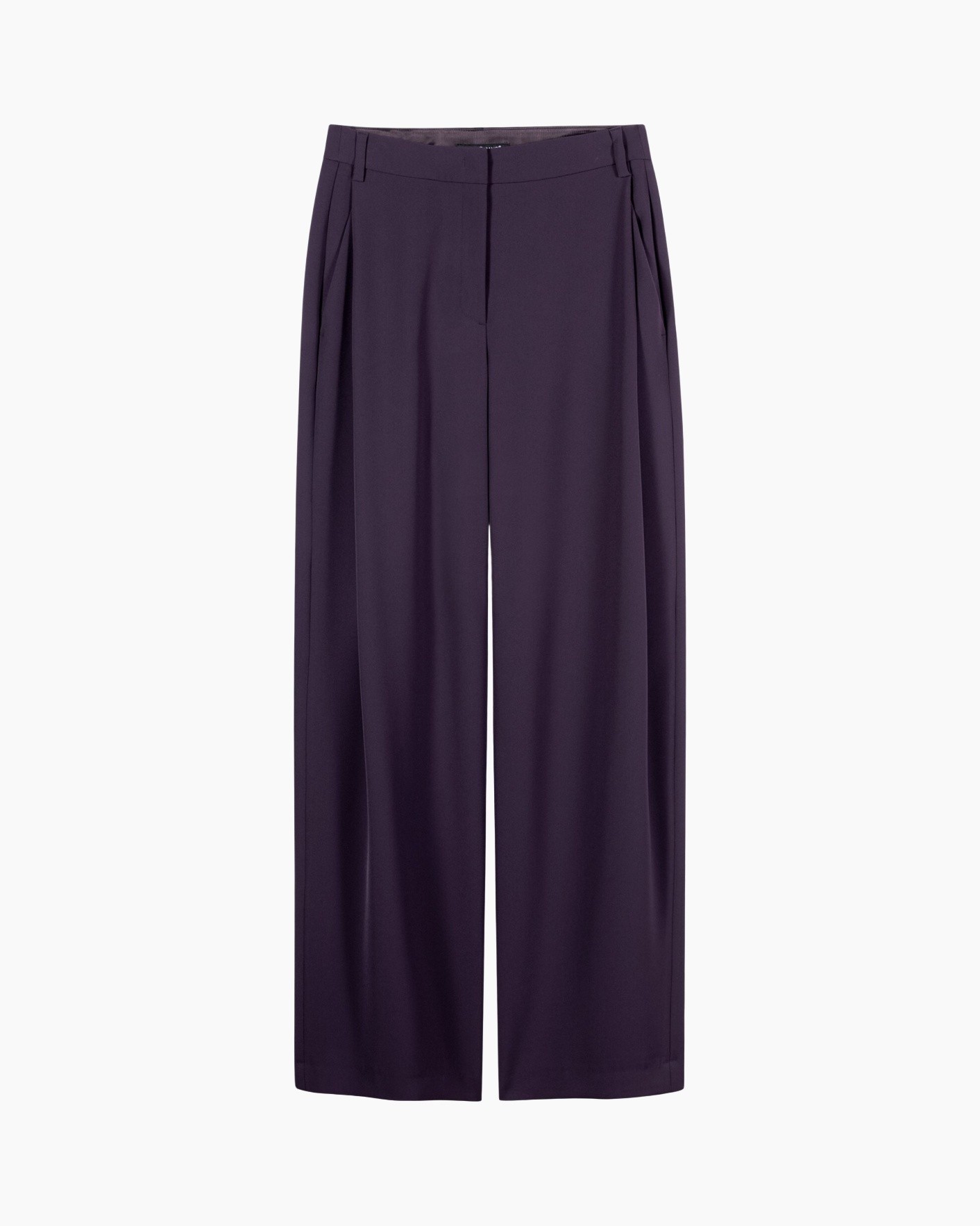 broek, wijd/uitlopende, paars, pantalon, plooien