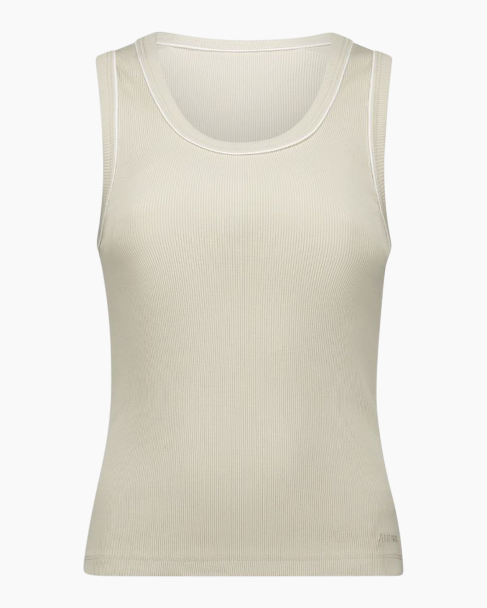 tanktop, geribbed, beige, mouwloos, zacht materiaal