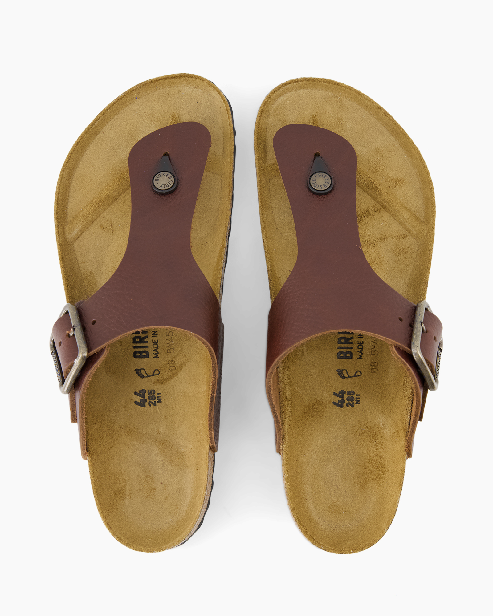 sandalen, leer, bruin, open-toe, gesp