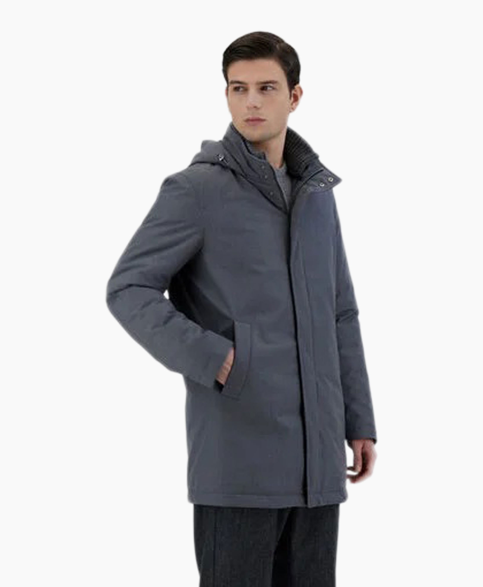 Jas Woven Half Donker Grijs