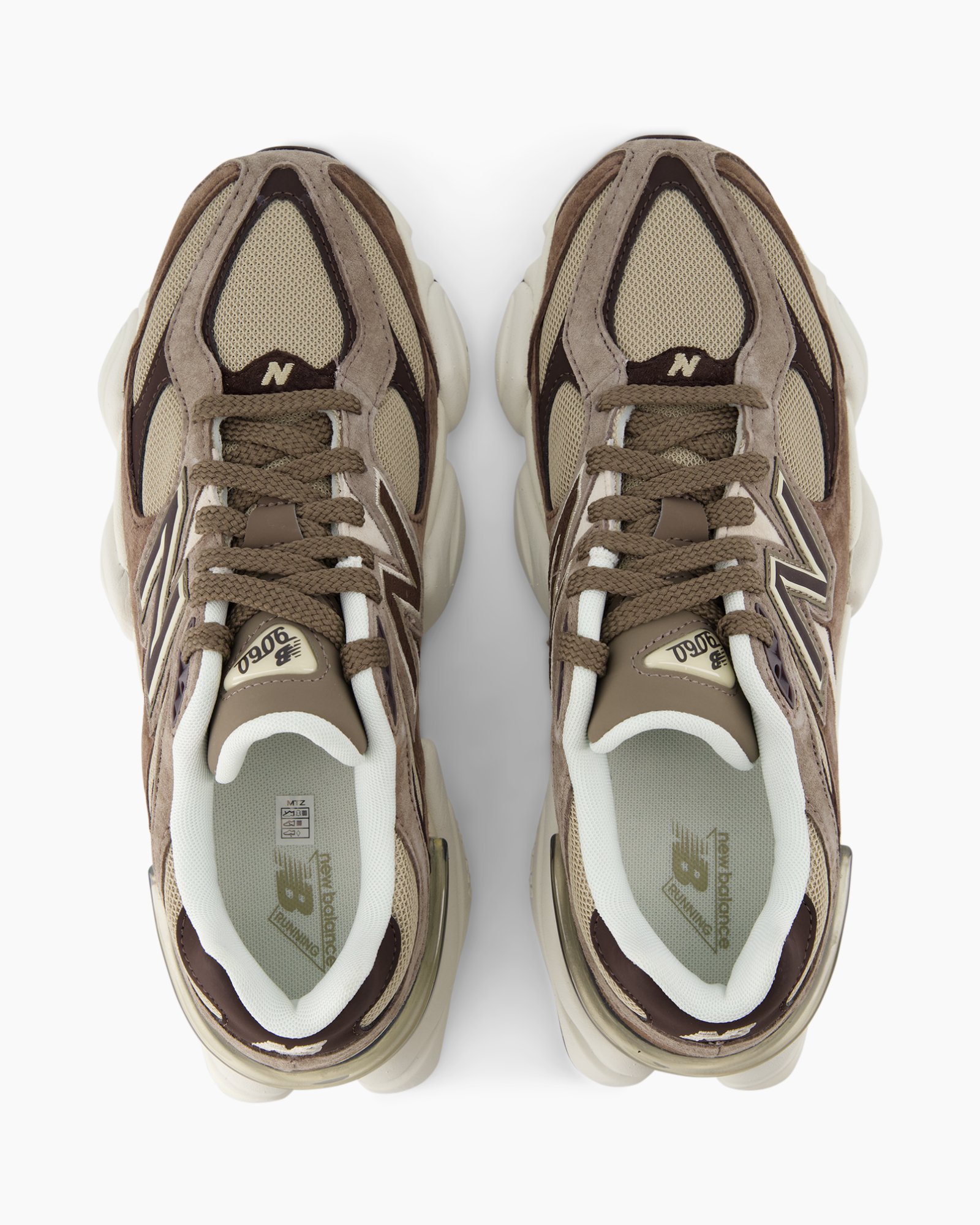 sneakers, mesh, bruin, veters, dikke zool