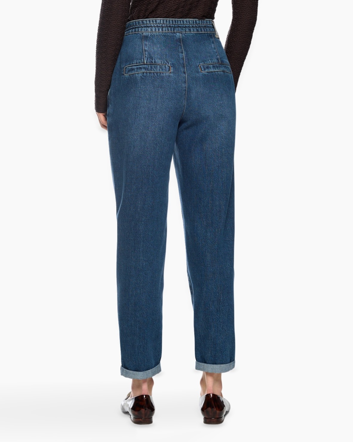 broek, denim, broek/jeans, achterkant, omgeslagen zoom