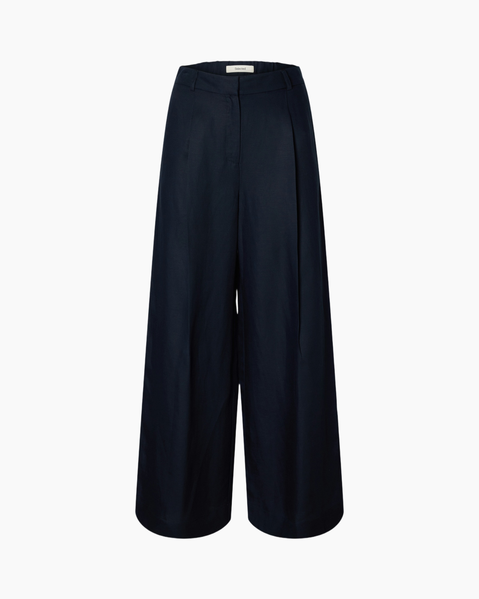 pants, wide-leg, navy, trousers, pull-on?