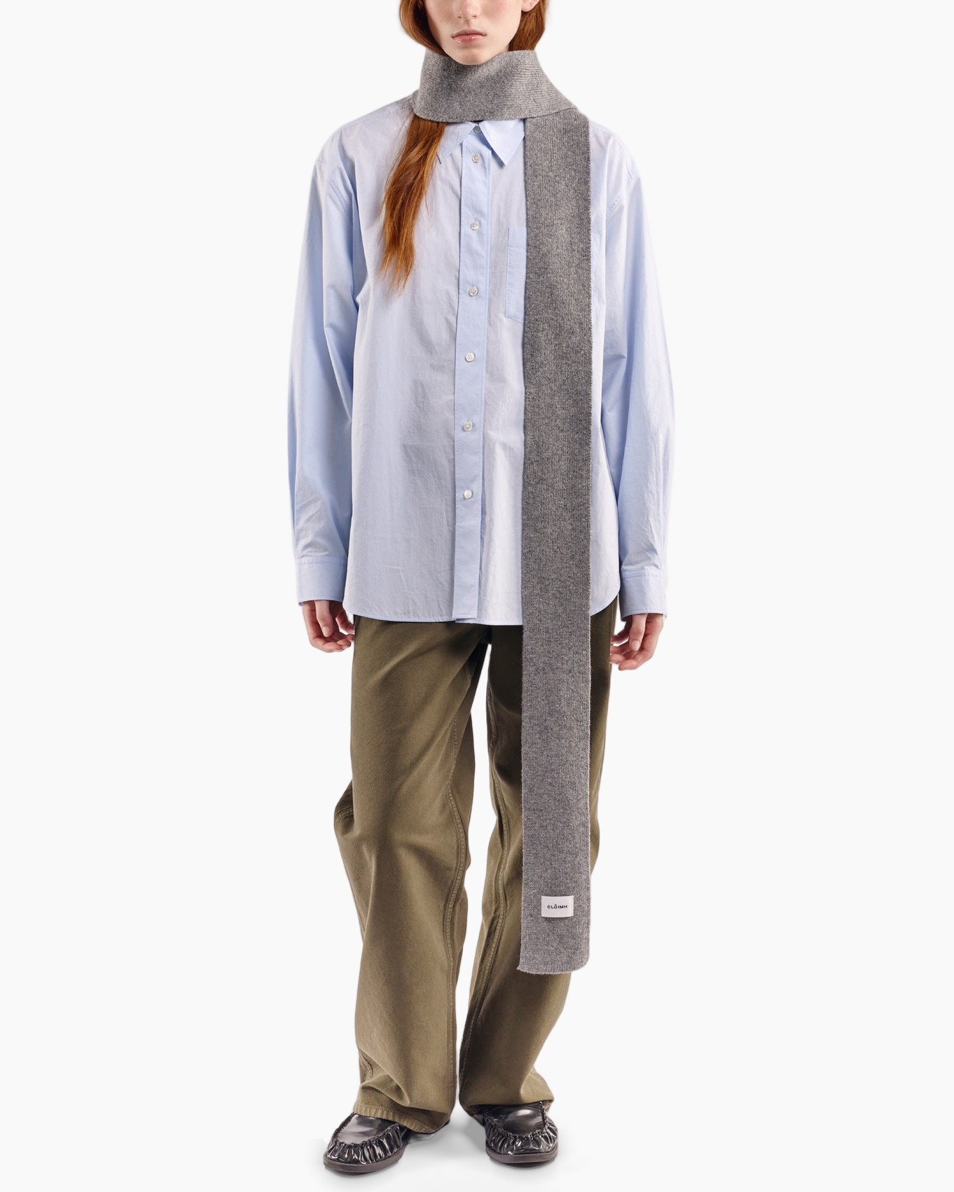 hemd, knopenkaart, blauw, oxford, sjaal