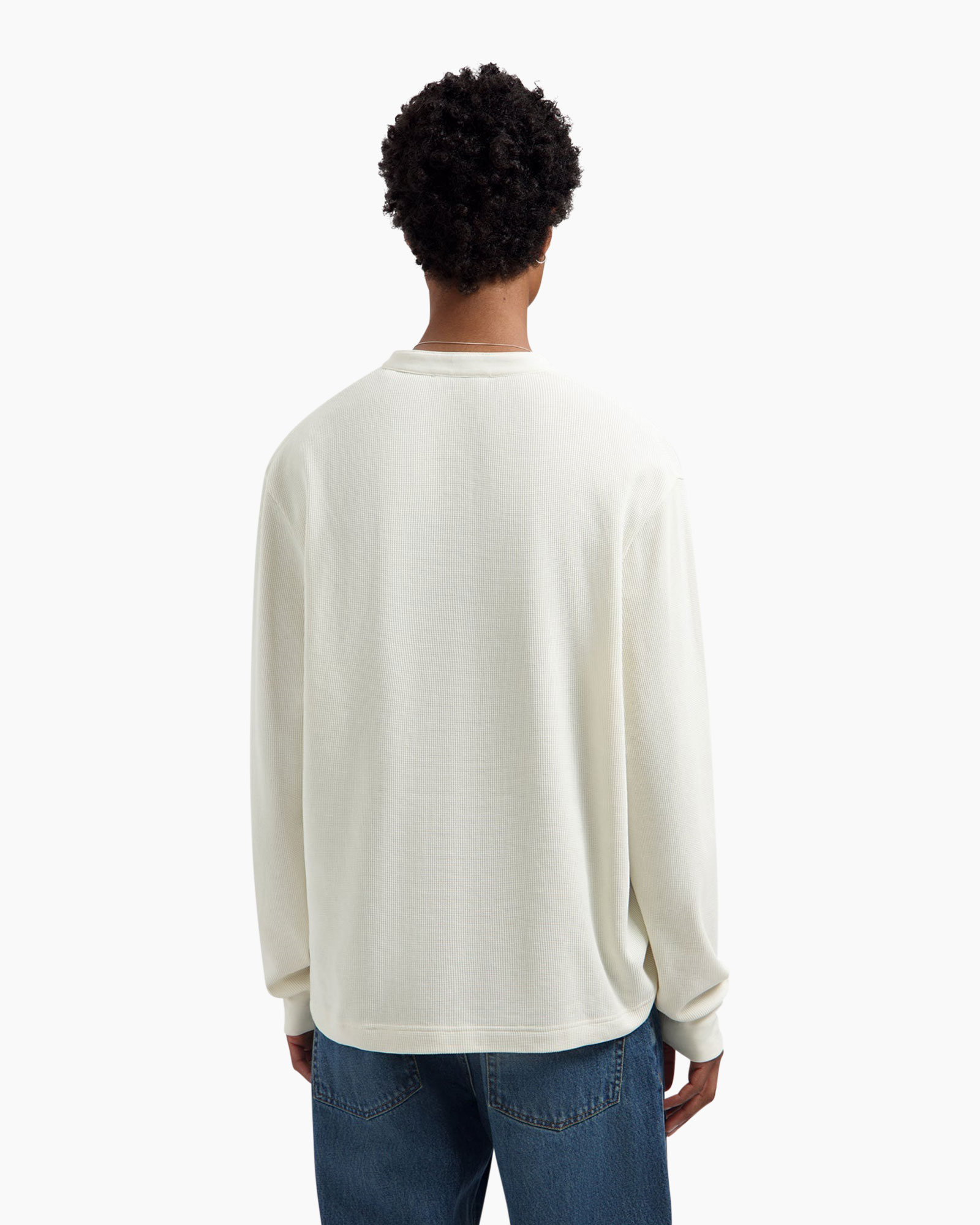 lange mouwen, crewneck, wit, brei, casual