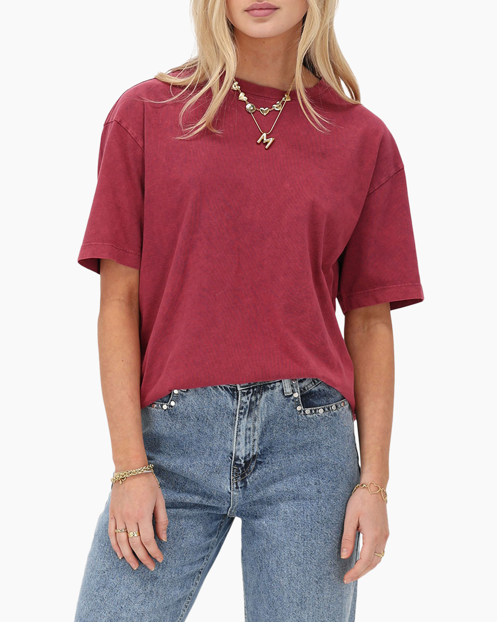 T-shirt Acid Wash Oversized Tee Rose