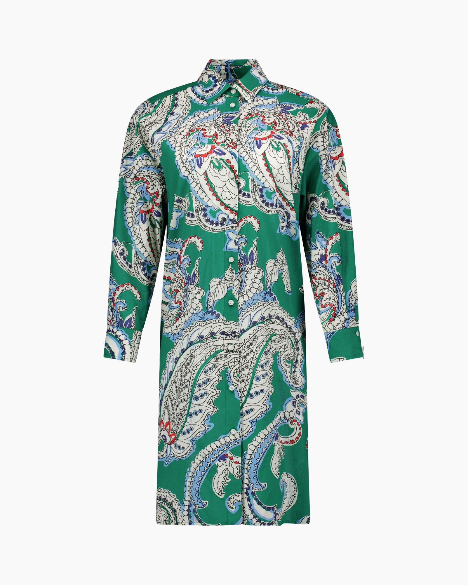 shirt, lange mouwen, groen, paisley, knopen