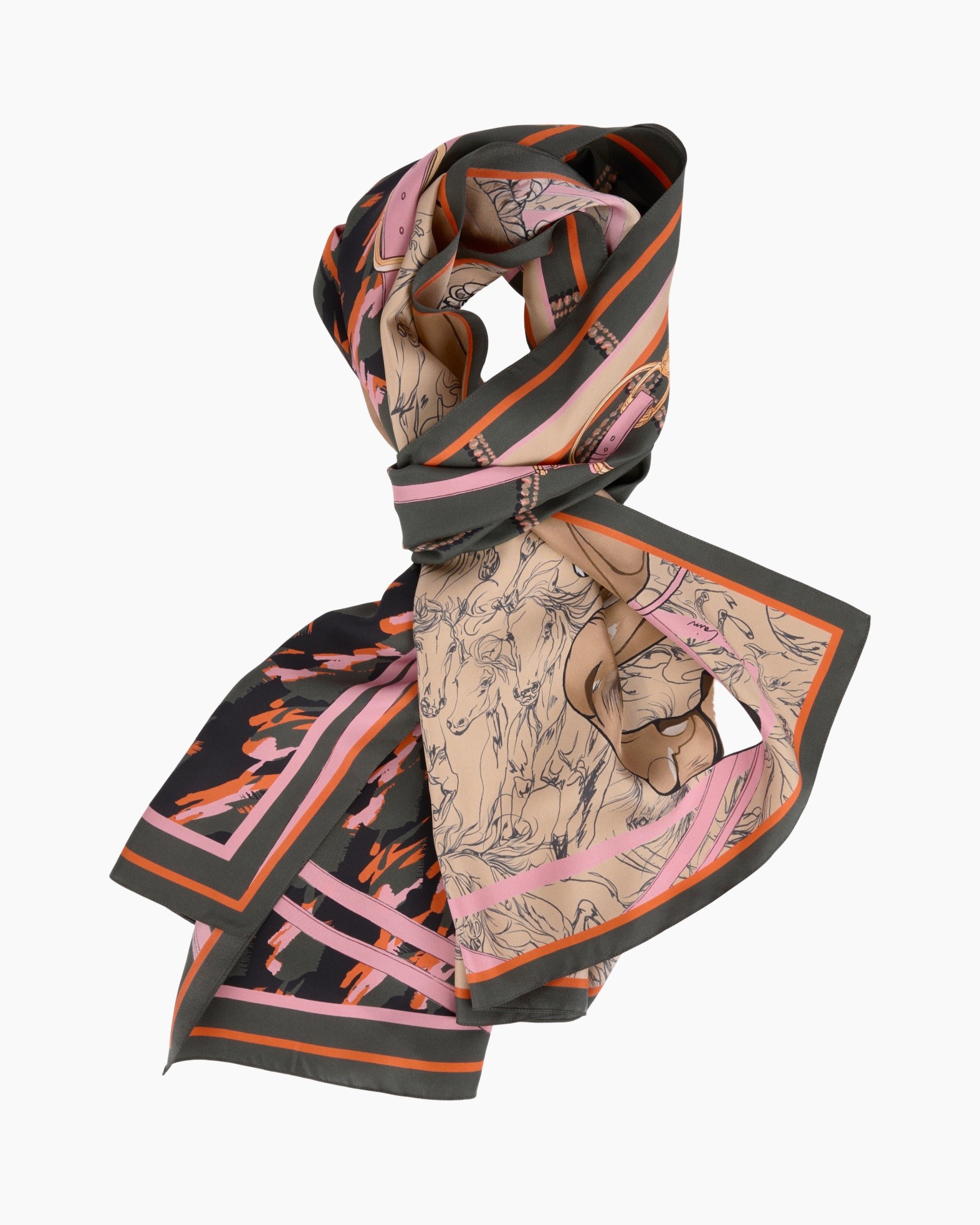 sjaal, patroond, veelkleurig, vierkante sjaal, stofaccessoire