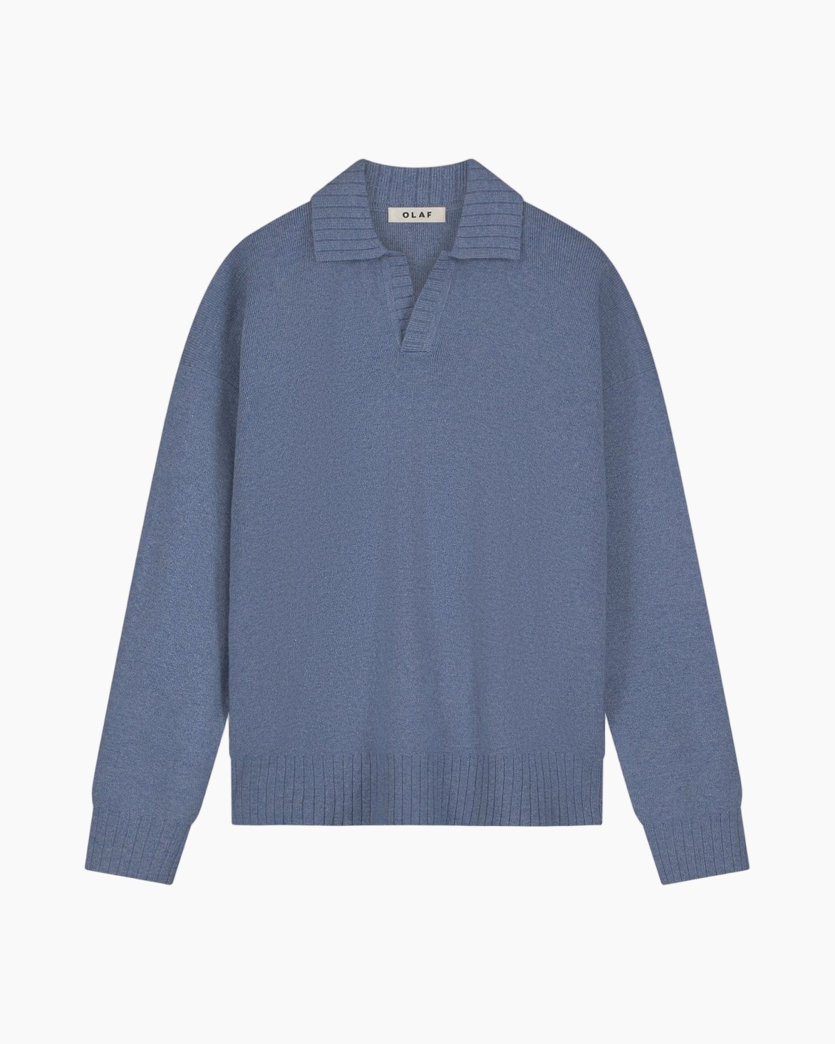 trui, blauw, breisel, kraag, lange mouw