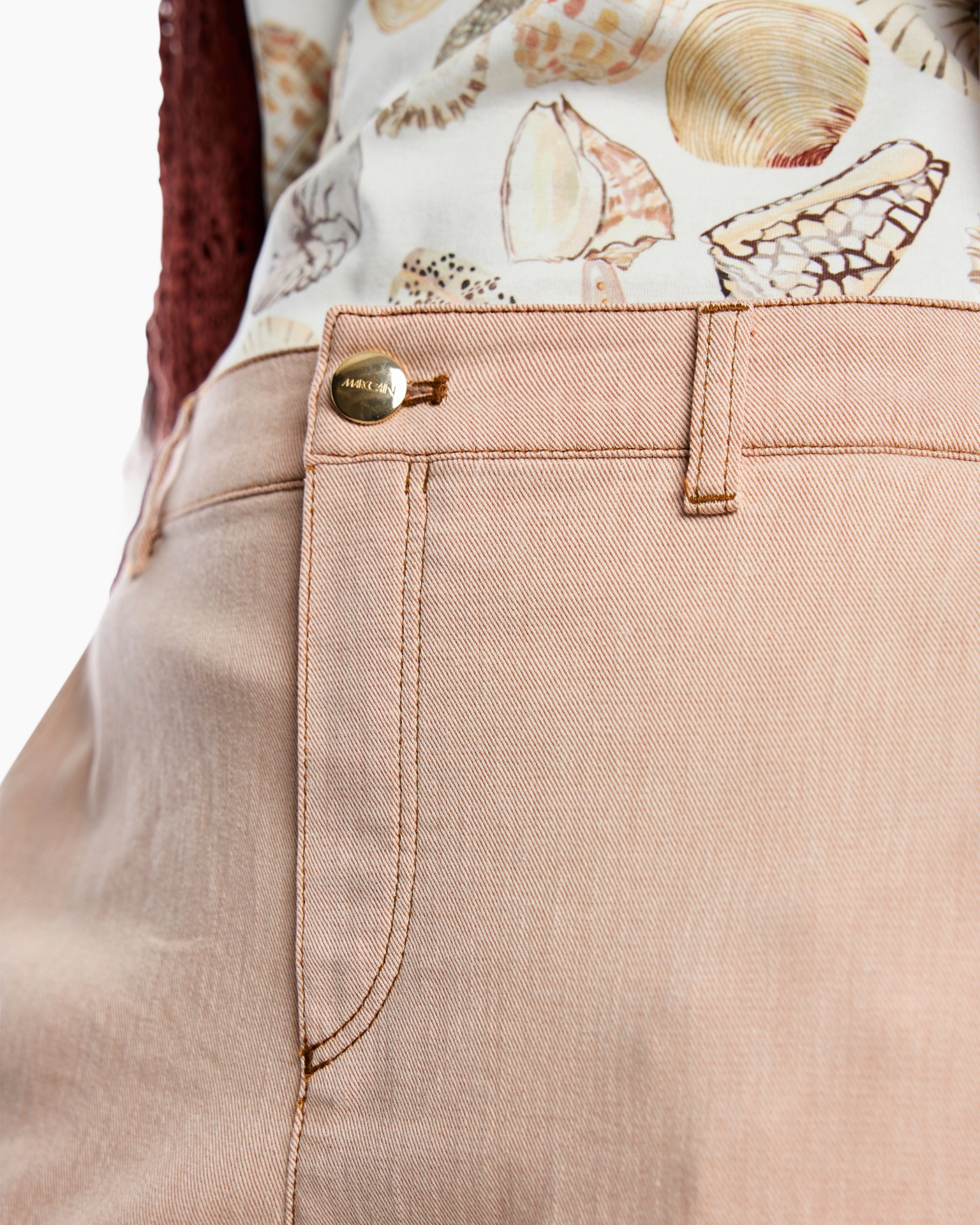 broek, peach, denim, zak, knop