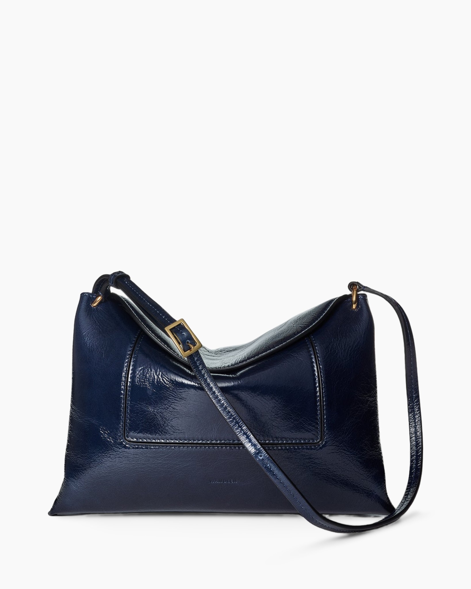 handtas, schoudertas, blauw, leer, crossbody