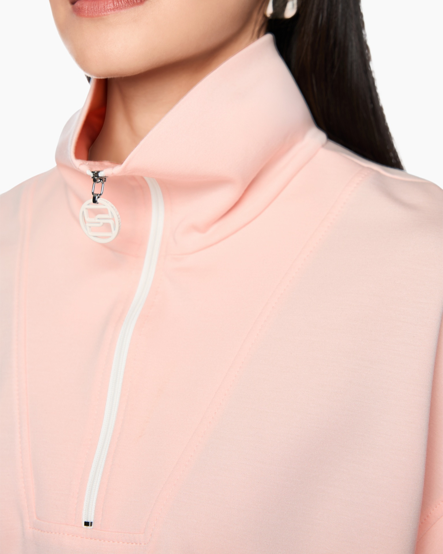 hoodie, zipper, pink, collar, circles logo