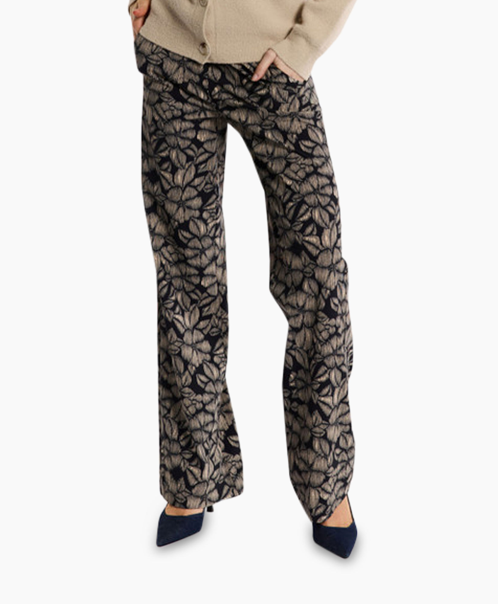 Broek Marilon Flower Trousers Zand