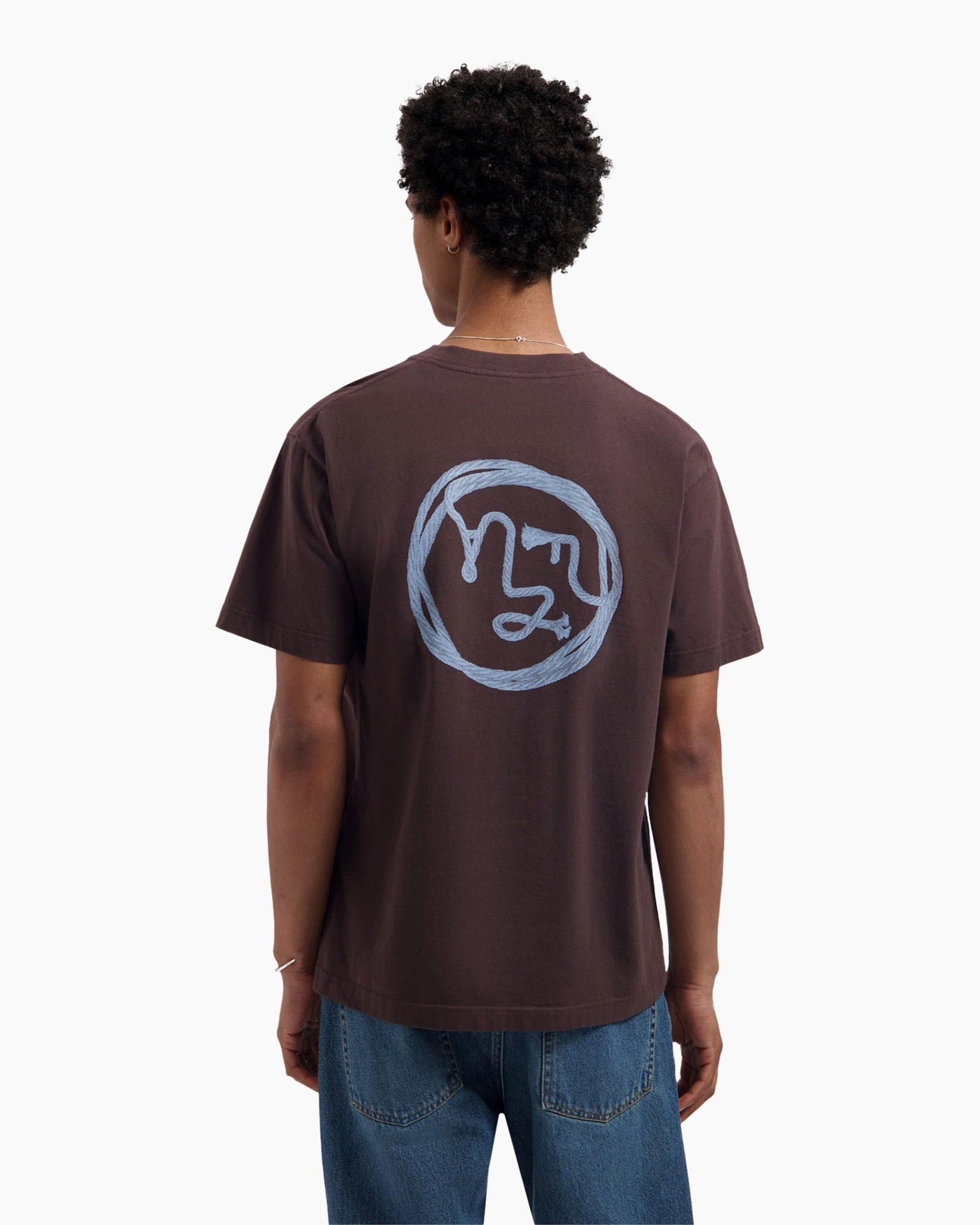 t-shirt, short sleeve, crew neck, effen kleur: bruin, eenvoudige kleur