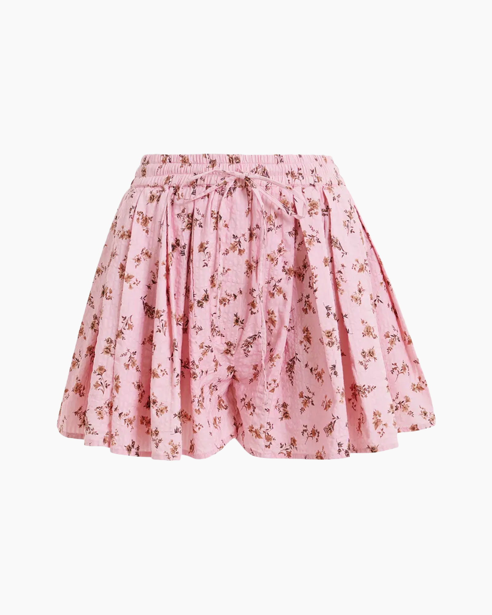 rok, roze, bloemmotief, minirok, elastische taille