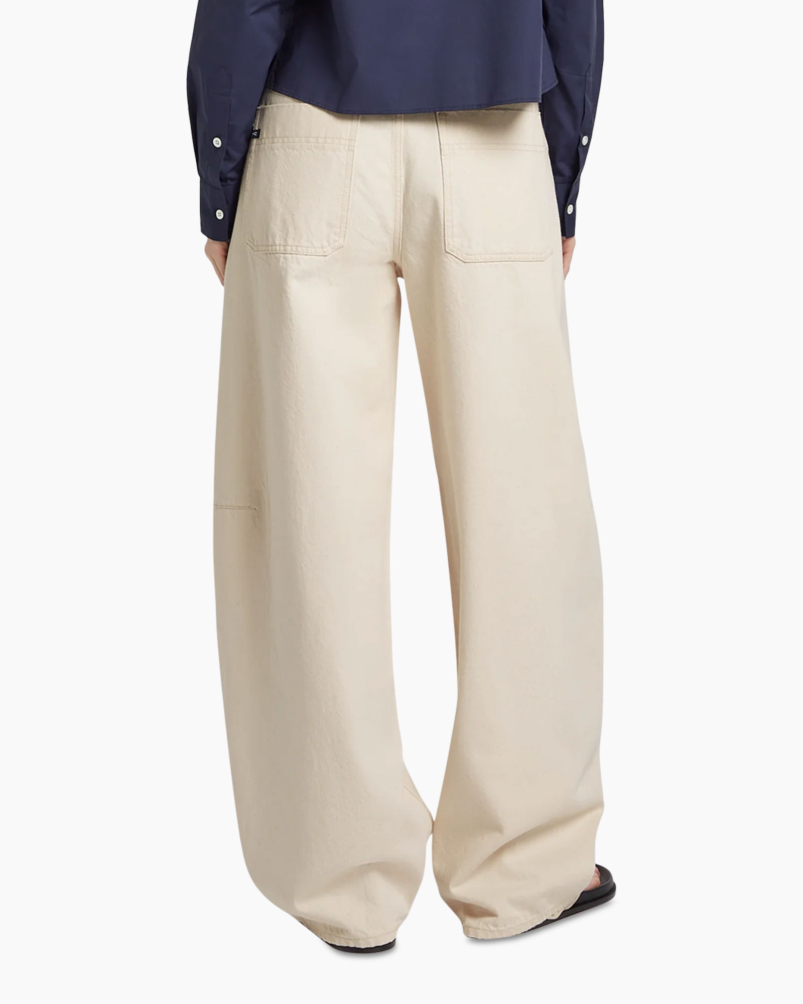 pants, beige, wide-leg, casual, drawstring?, but the image shows no drawstring