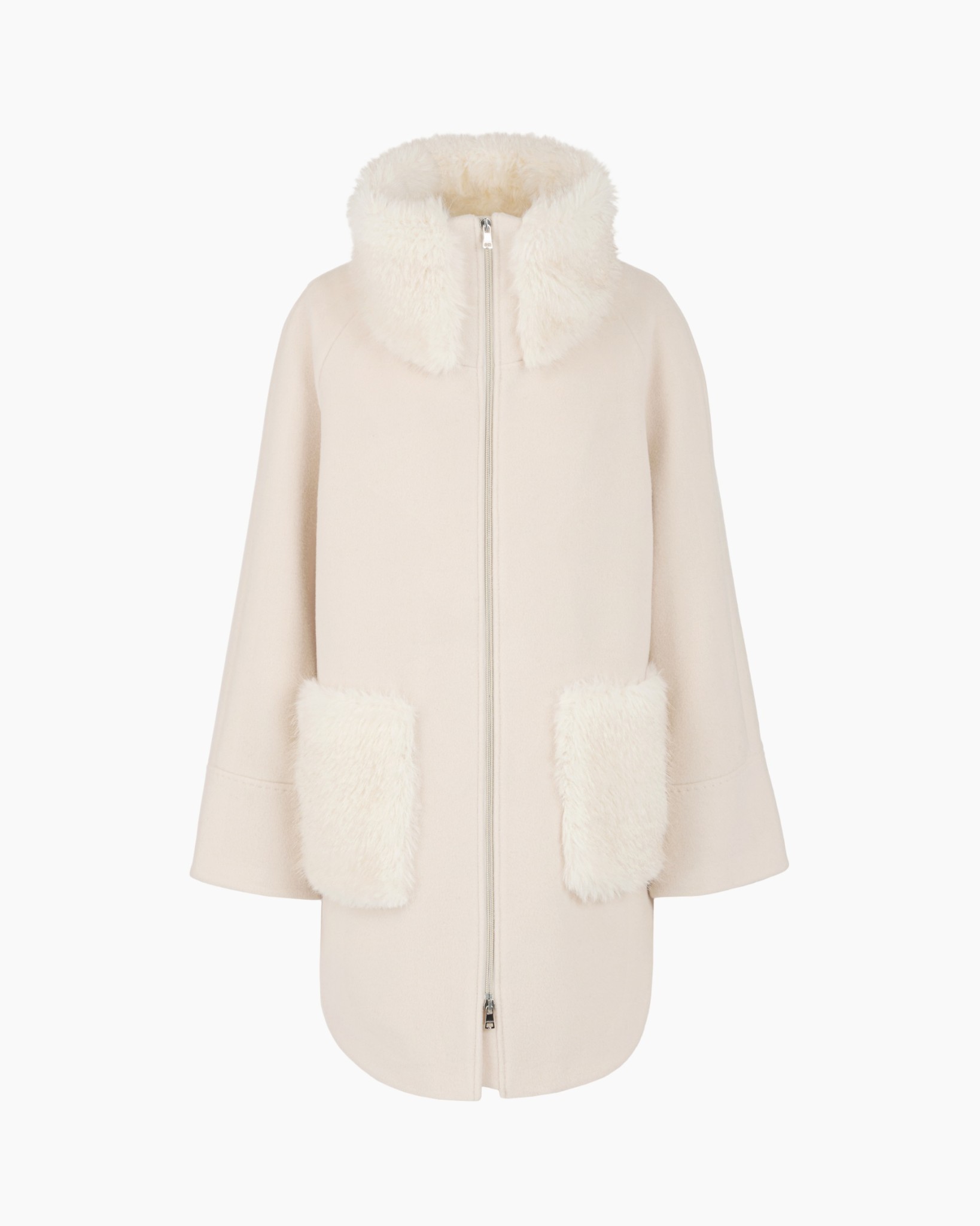 jas, shearling, fleece, rits, beige