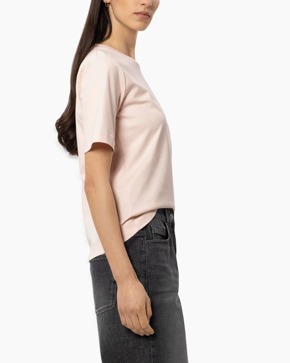 t-shirt, korte mouw, zachtroze, rond hals, casual top